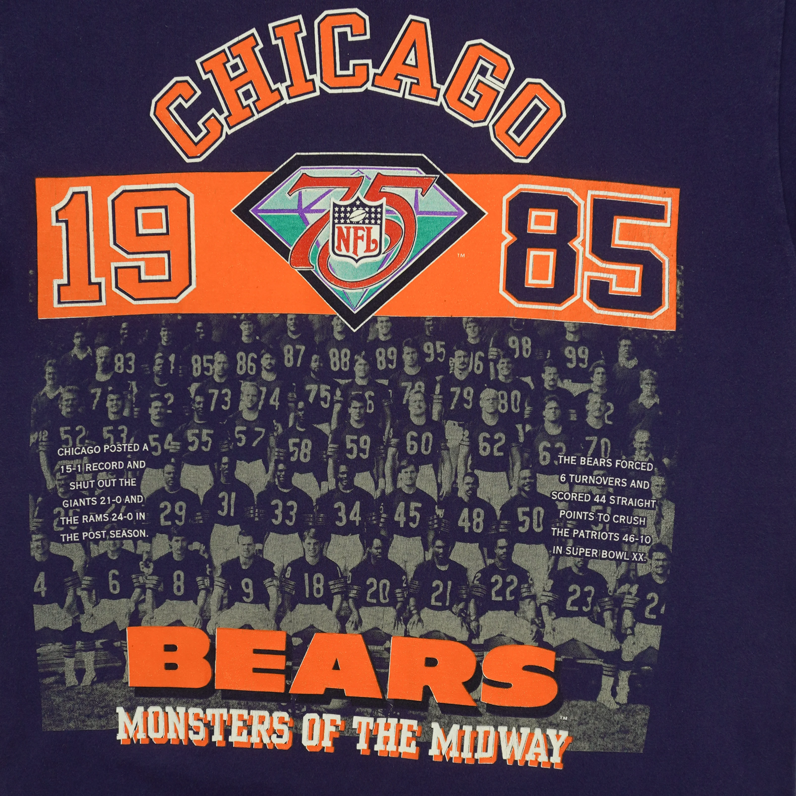 NFL - Chicago Bears 'Monster Of The Midway' T-Shirt 1990s Medium - Image 3