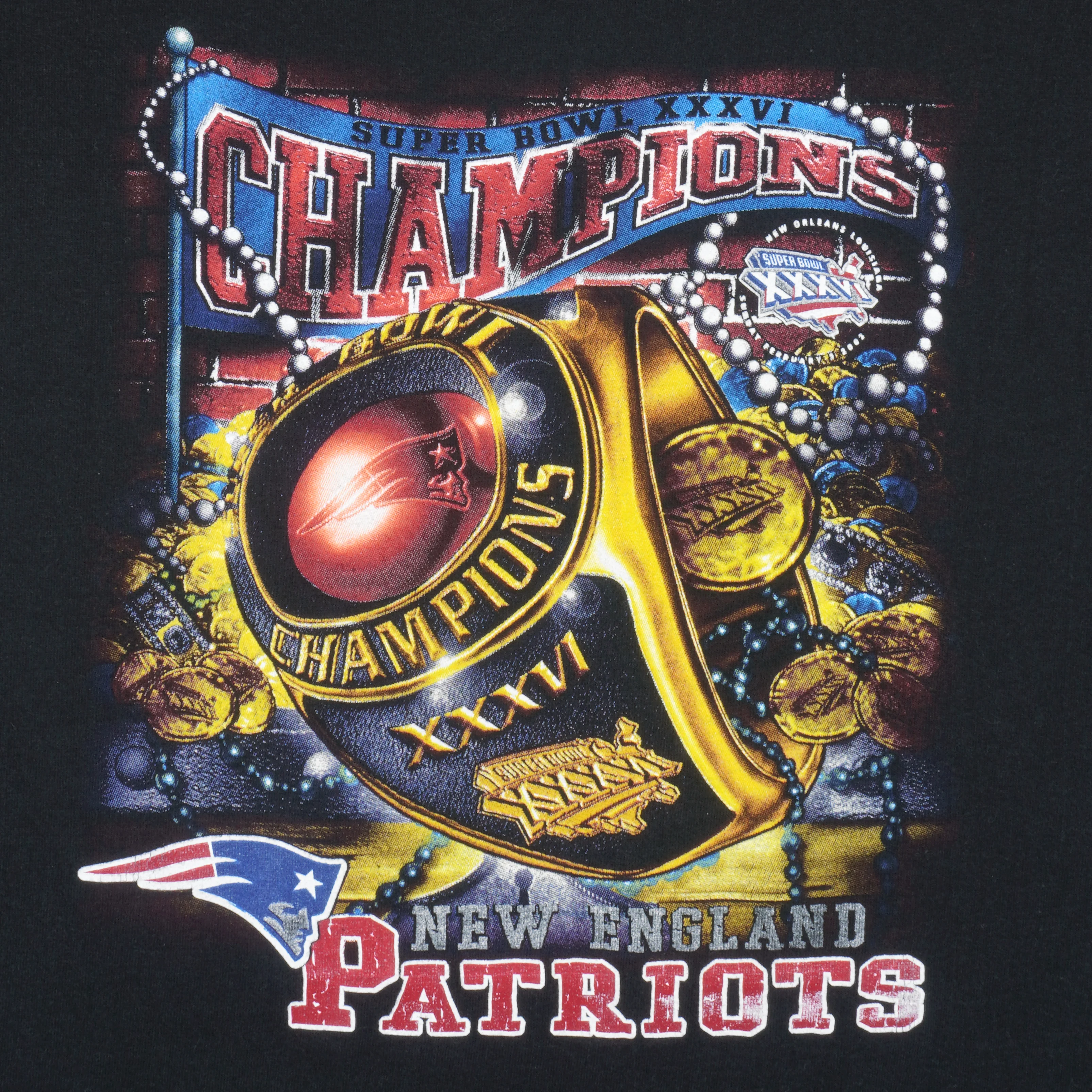 NFL (CSA) - New England Patriots Super Bowl Champions Ring T-Shirt 2002 Large - Image 3