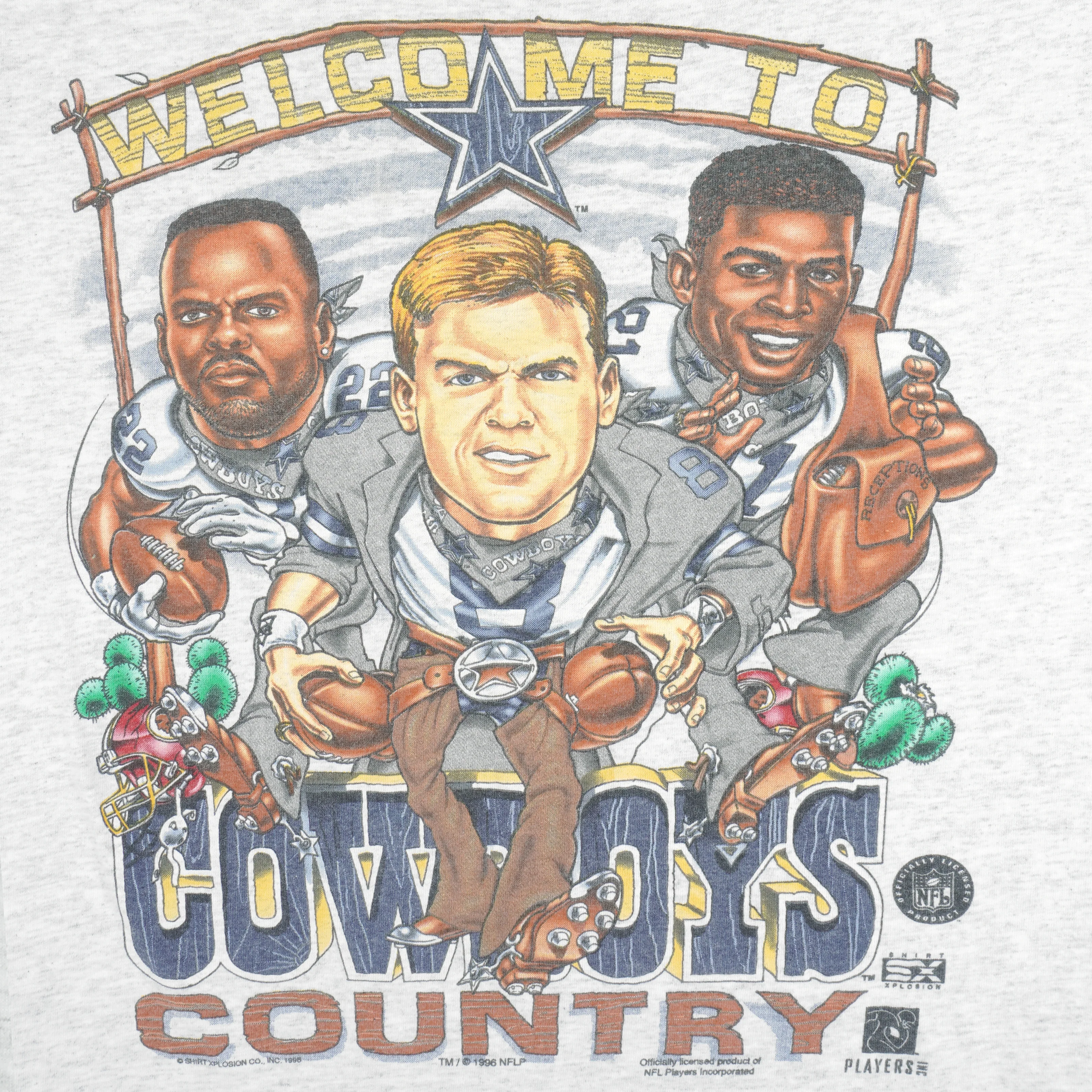 NFL (Delta) - Welcome to Cowboys Country Caricature T-Shirt 1996 Large - Image 4