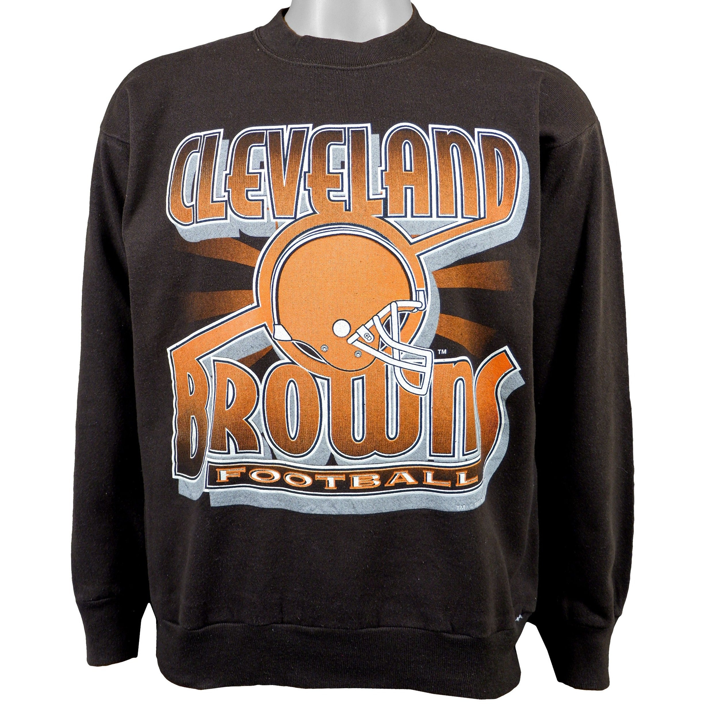 NFL (Logo 7) - Cleveland Browns Football Crew Neck Sweatshirt 1990s Medium