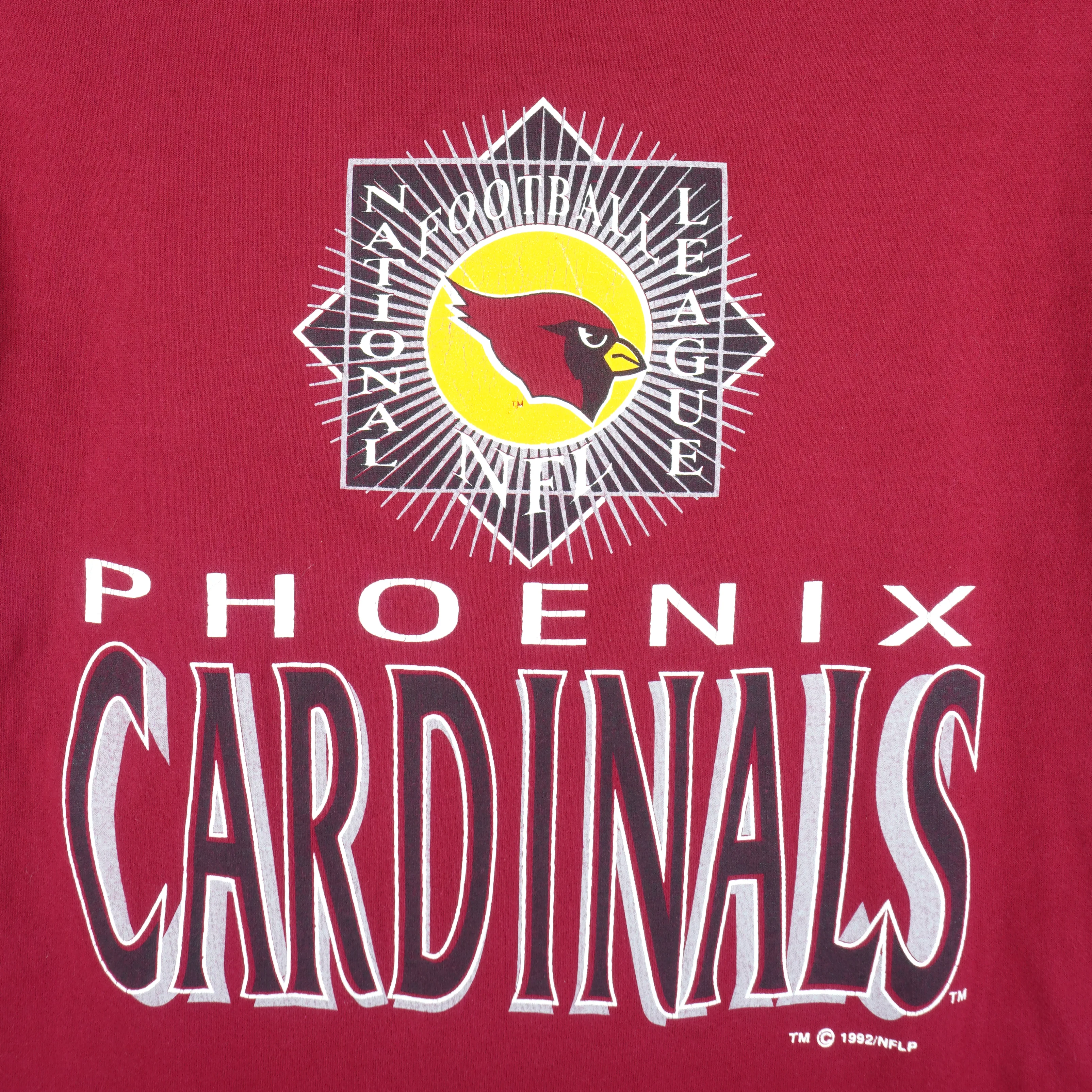 NFL (Logo 7) - Phoenix Cardinals Spell-Out Roll Em Up T-Shirt 1992 Large - Image 3