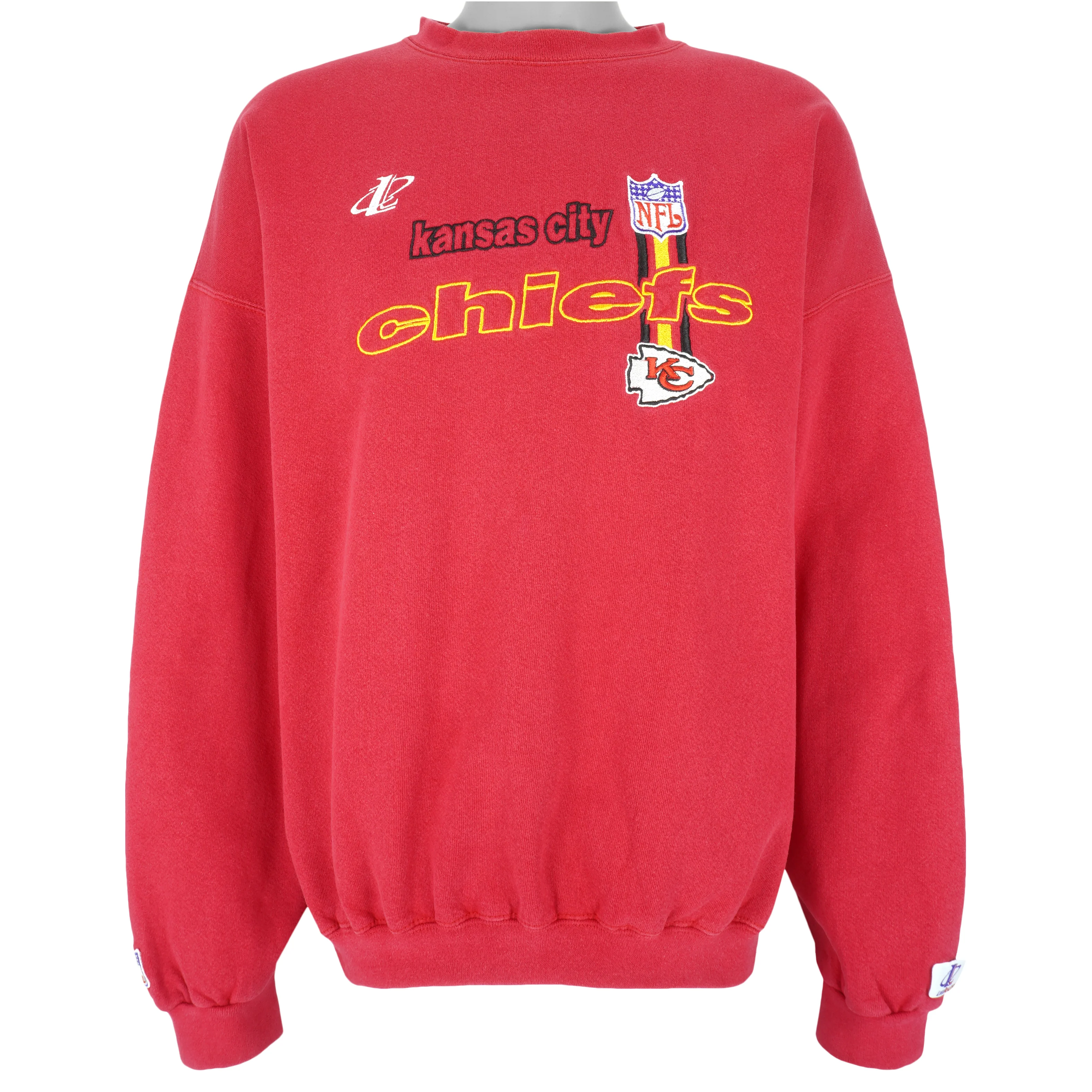 NFL (Logo Athletic) - Red Kansas City Chiefs Embroidered Sweatshirt 1990s X-Large
