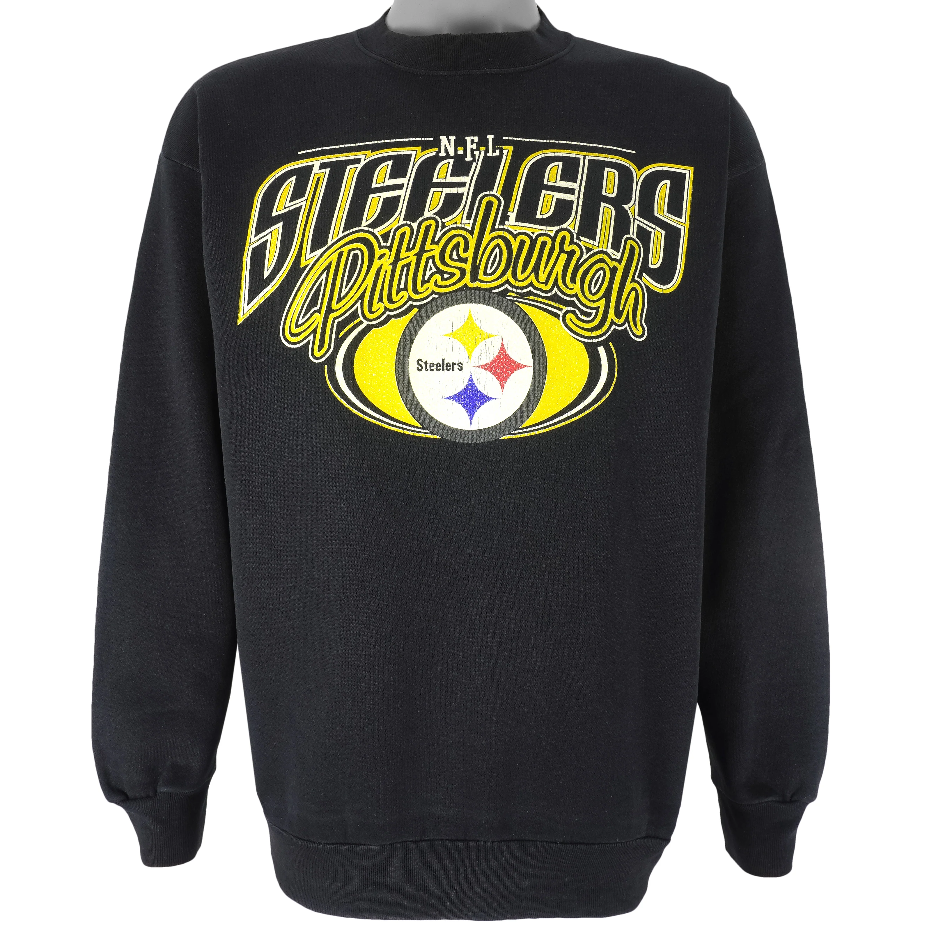 NFL (Logo Athletics) - Pittsburgh Steelers Crew Neck Sweatshirt 1990s Large