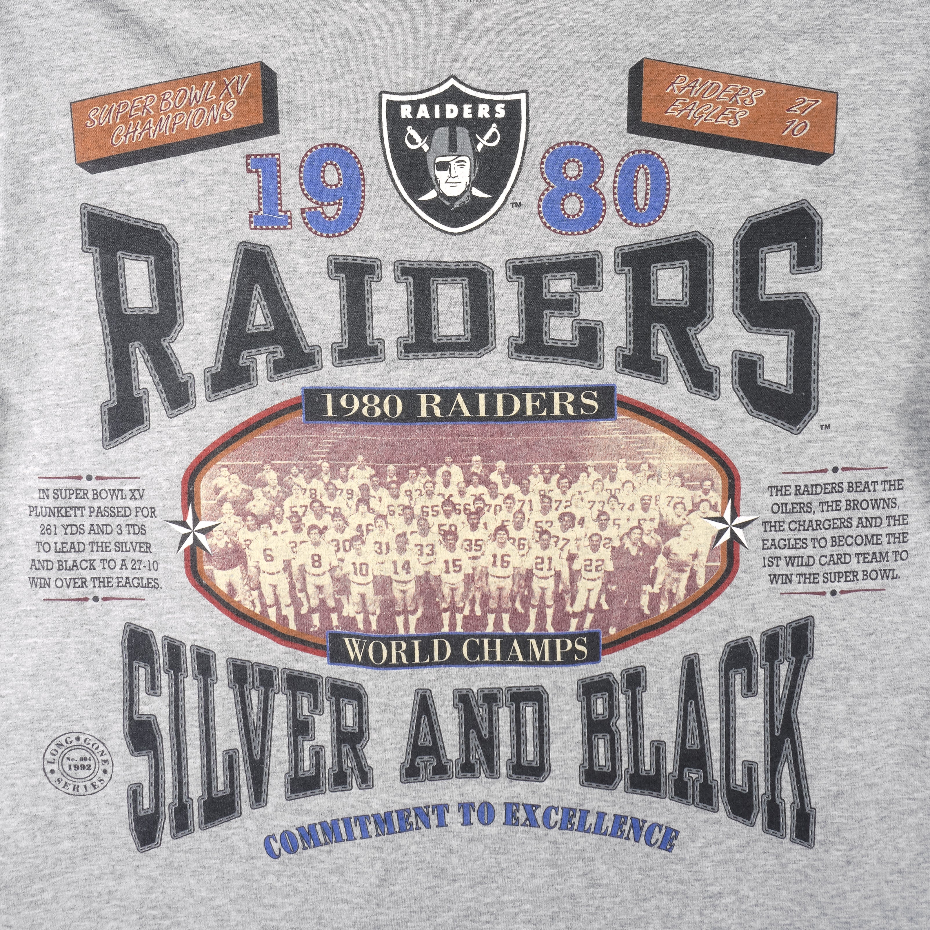 NFL (Long Gone) - Raiders Super Bowl XV Champions T-Shirt 1992 X-Large - Image 3