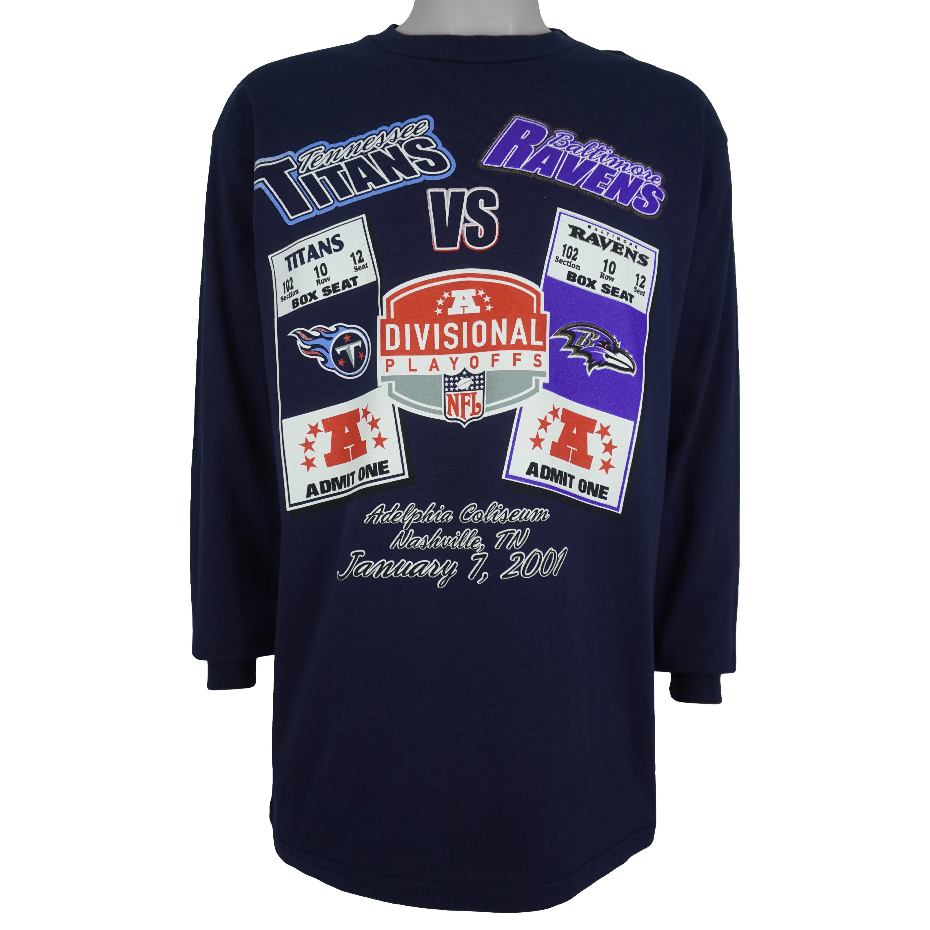 NFL (M&O) - Titans vs Ravens Playoffs Tickets Deadstock Shirt 2001 Large