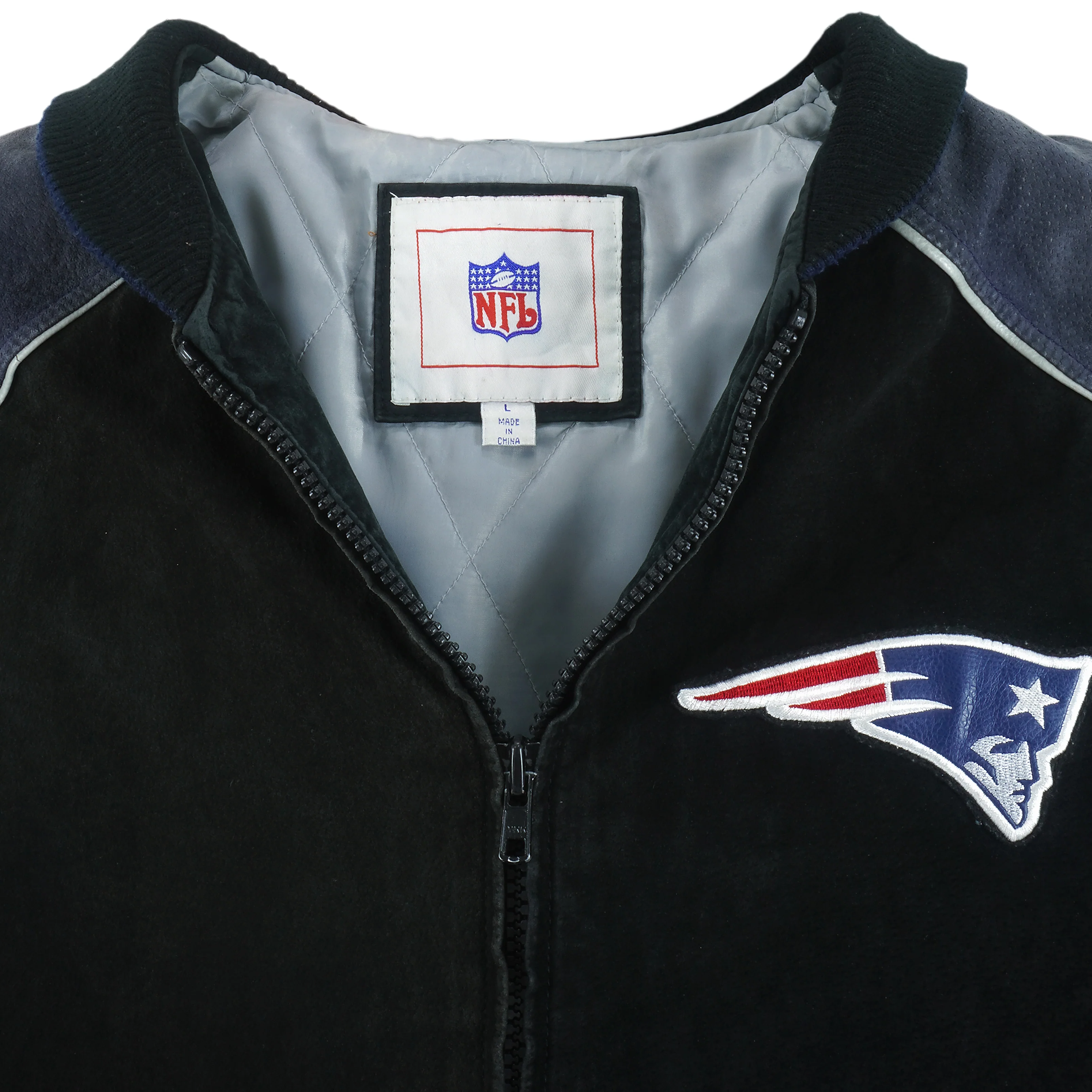 NFL - New England Patriots Zip-Up Leather Jacket 1990s Large - Image 3