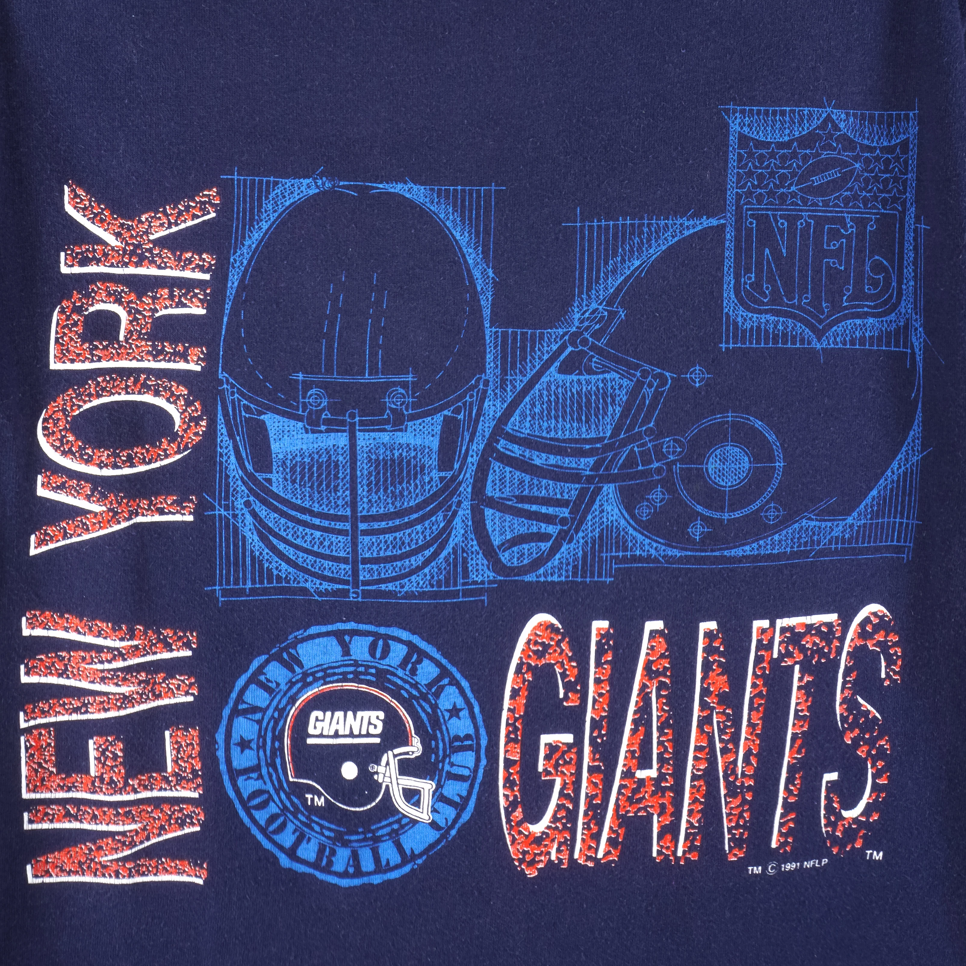 NFL - New York Giants Helmet Single Stitch T-Shirt 1991 Medium - Image 3