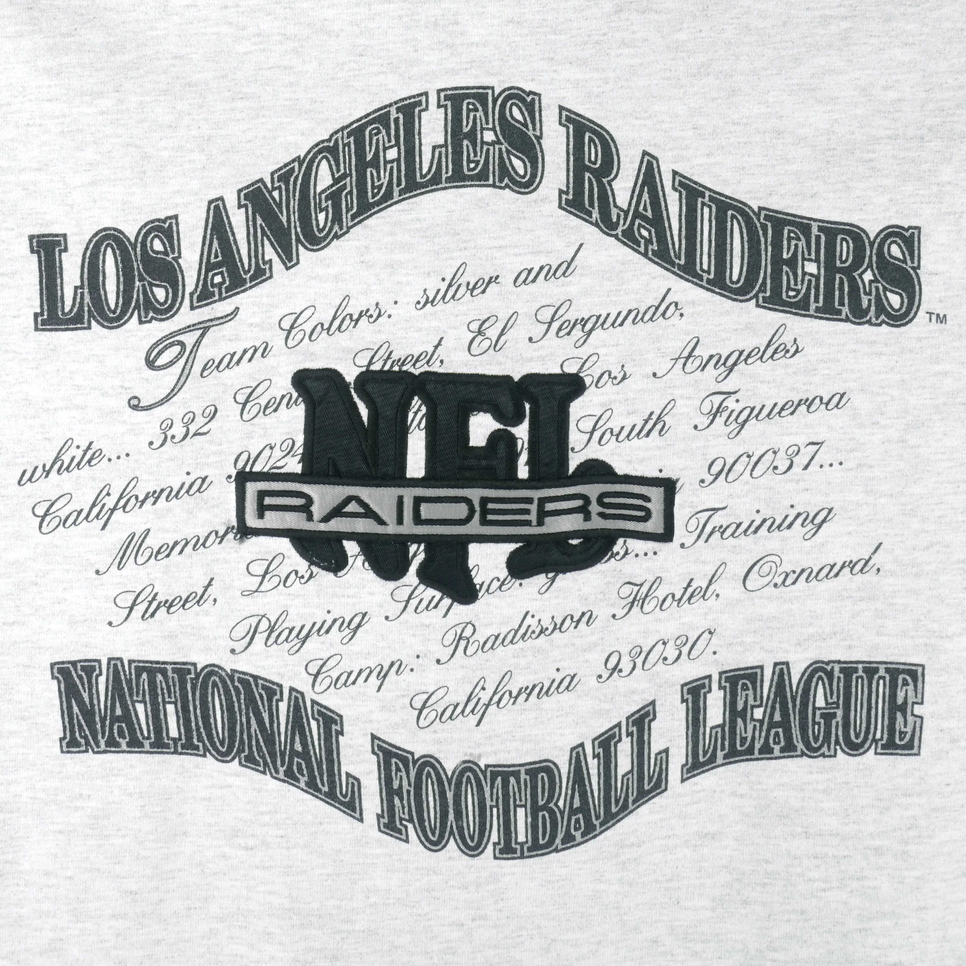 NFL (Nutmeg) - Los Angeles Raiders Embroidered T-Shirt 1990s X-Large - Image 3
