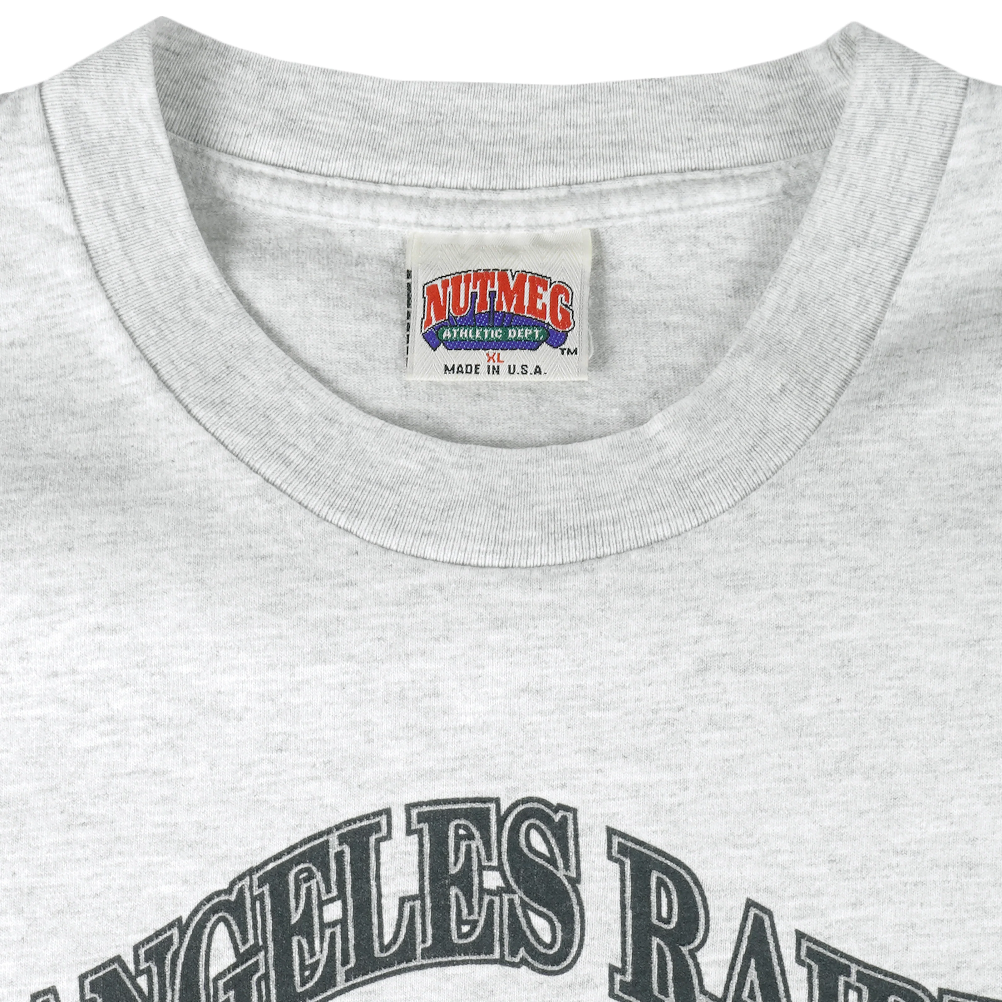 NFL (Nutmeg) - Los Angeles Raiders Embroidered T-Shirt 1990s X-Large - Image 4