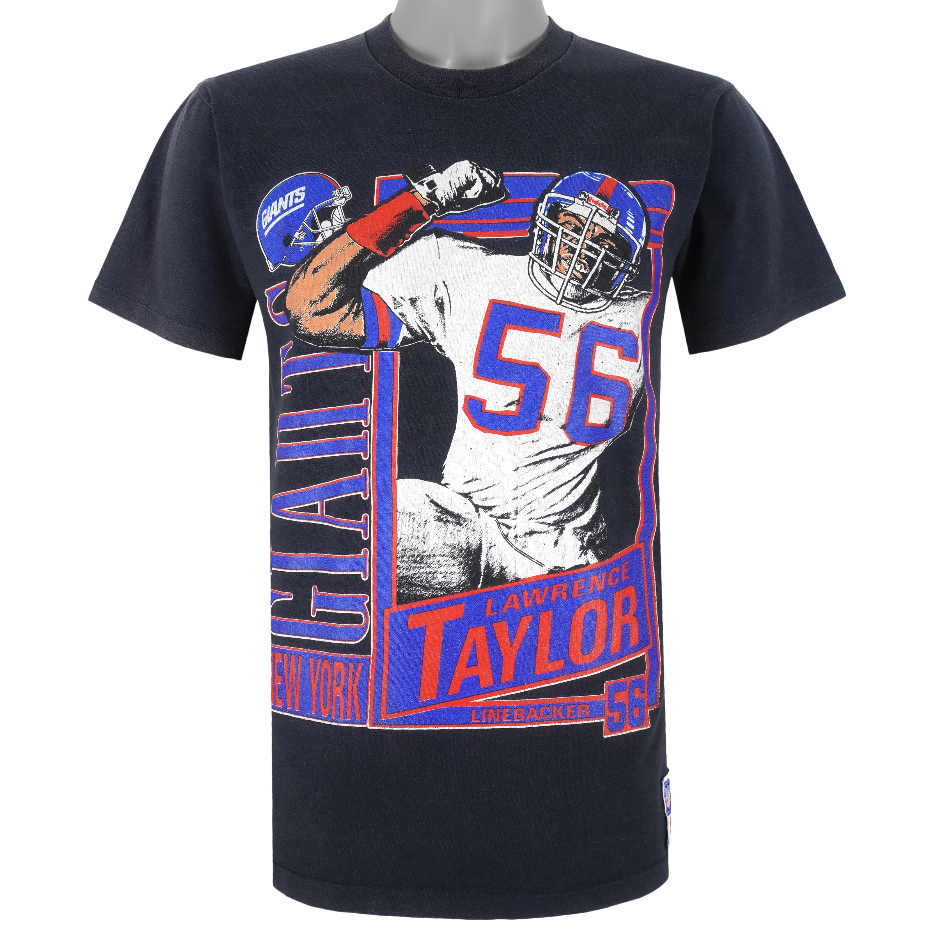 NFL (Nutmeg) - New York Giants Lawrence Taylor Linebacker Stat T-Shirt 1990s Medium