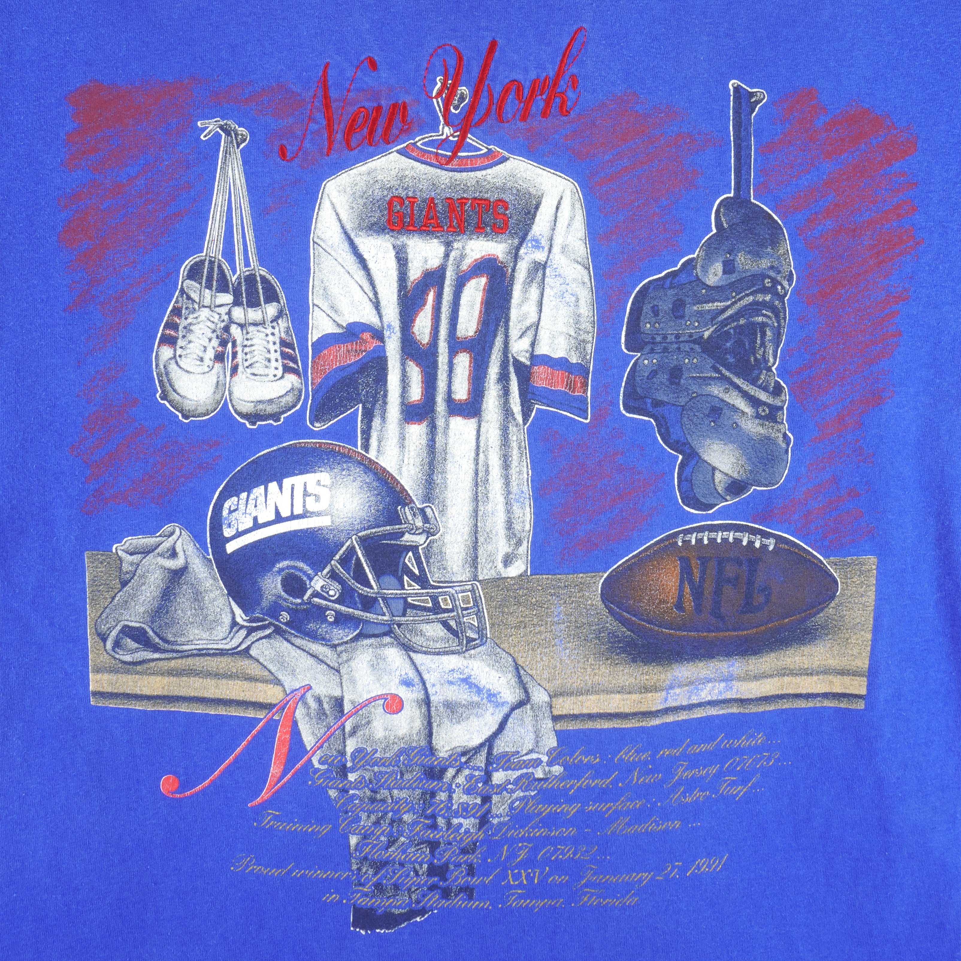 NFL (Nutmeg) - New York Giants Locker Room T-Shirt 1990s X-Large - Image 3