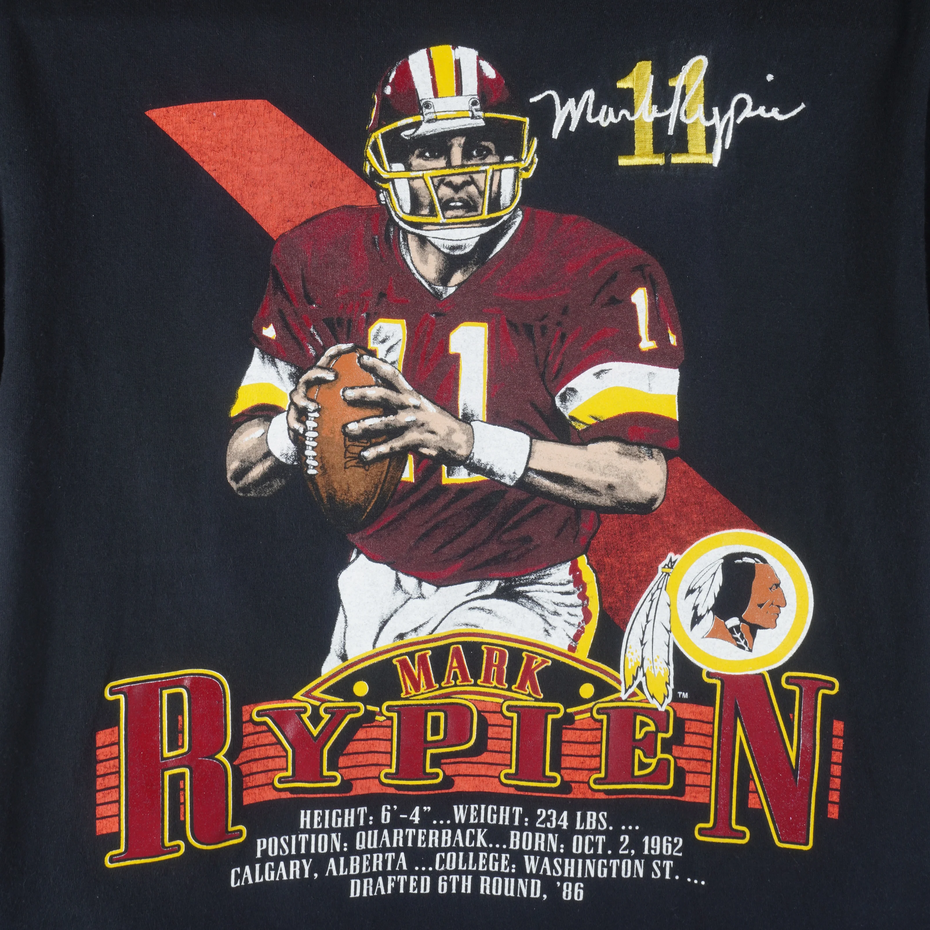 NFL (Nutmeg) - Washington Redskins Mark Rypien T-Shirt 1990s Large - Image 3