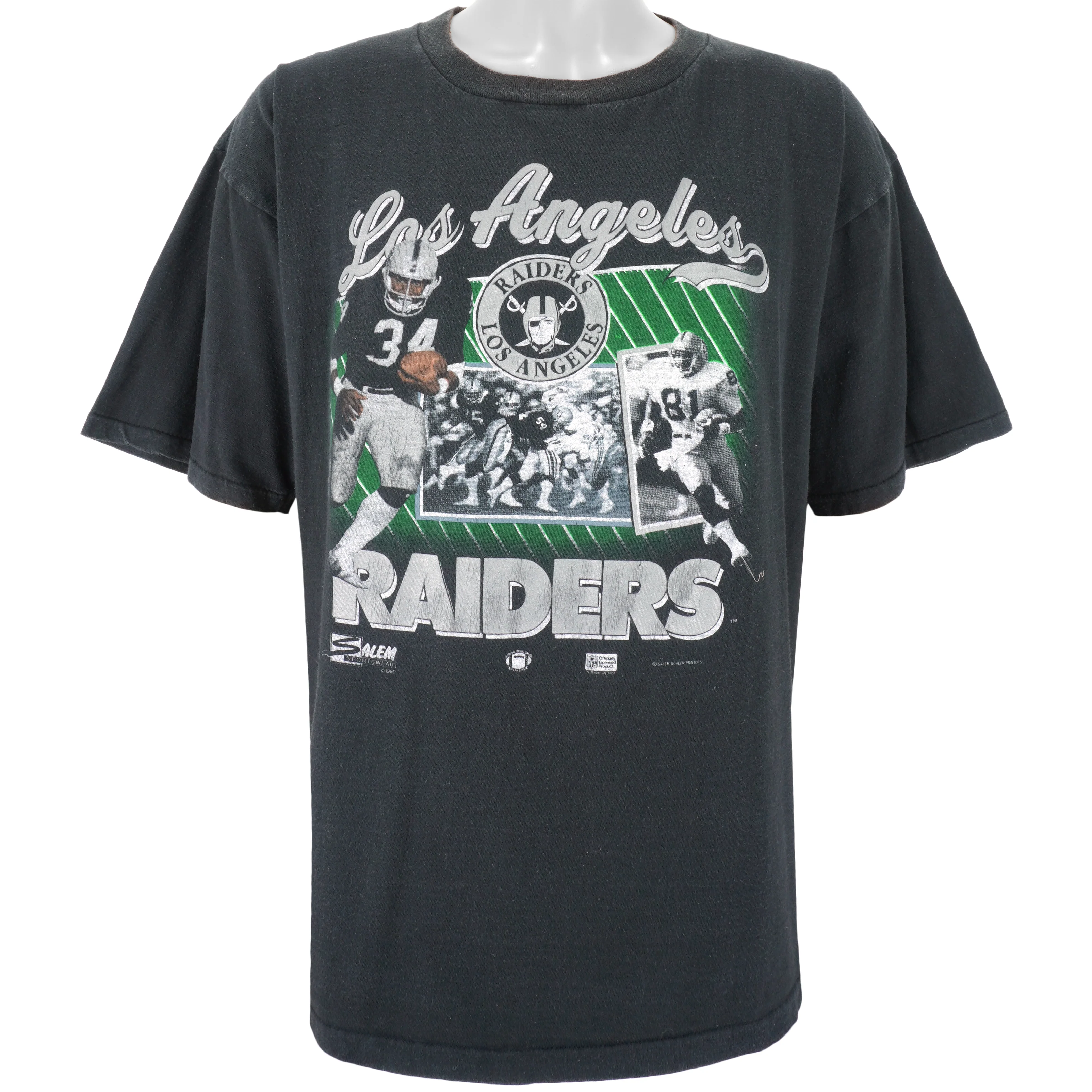 NFL (Salem) - Black Los Angeles Raiders Football T-Shirt 1990 X-Large