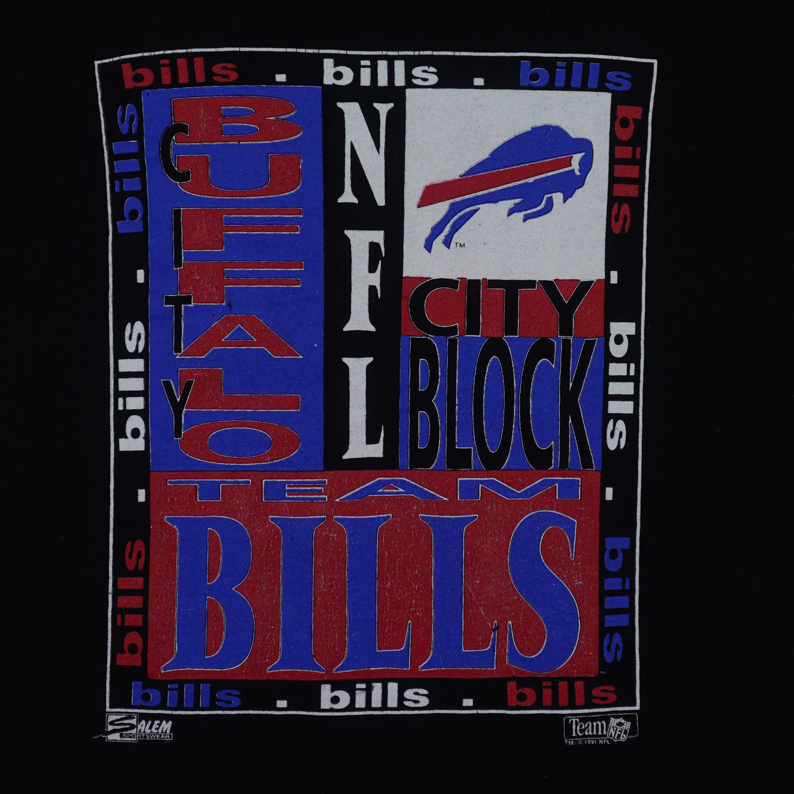 NFL (Salem) - Buffalo Bills City Block T-Shirt 1991 Large - Image 3
