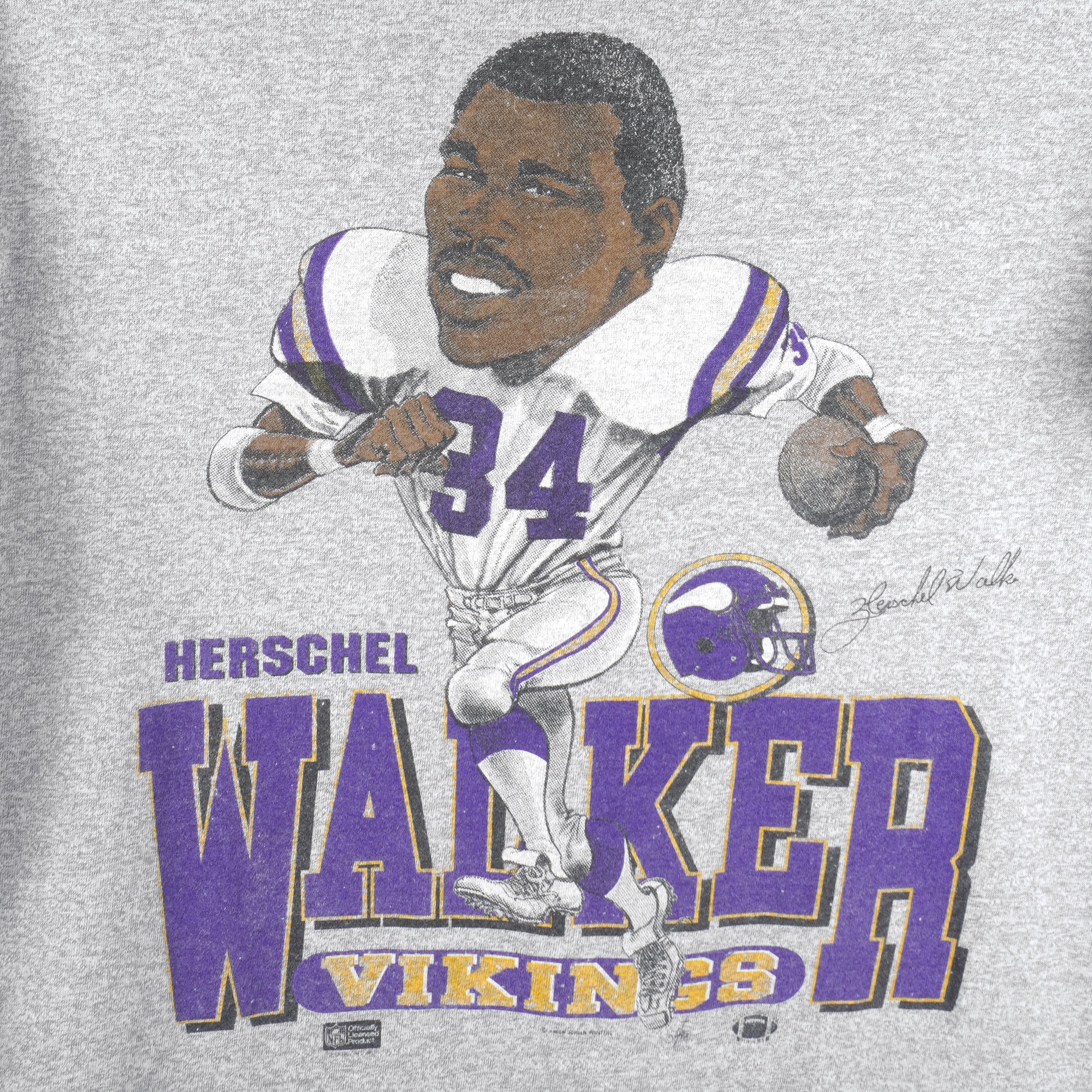 NFL (Salem) - Minnesota Vikings Autographed Herschel Walker Caricature T-Shirt 1990s X-Large - Image 3