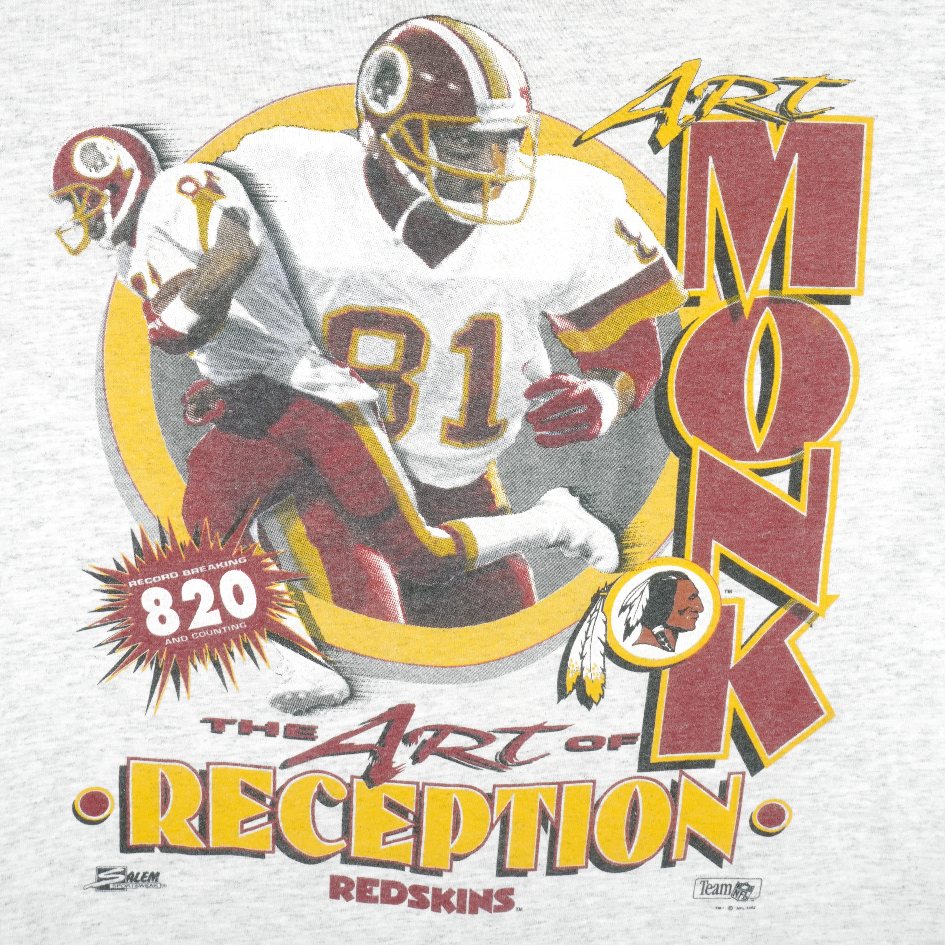 NFL (Salem) - Washington Redskins Art Monk Player T-Shirt 1992 X-Large - Image 3