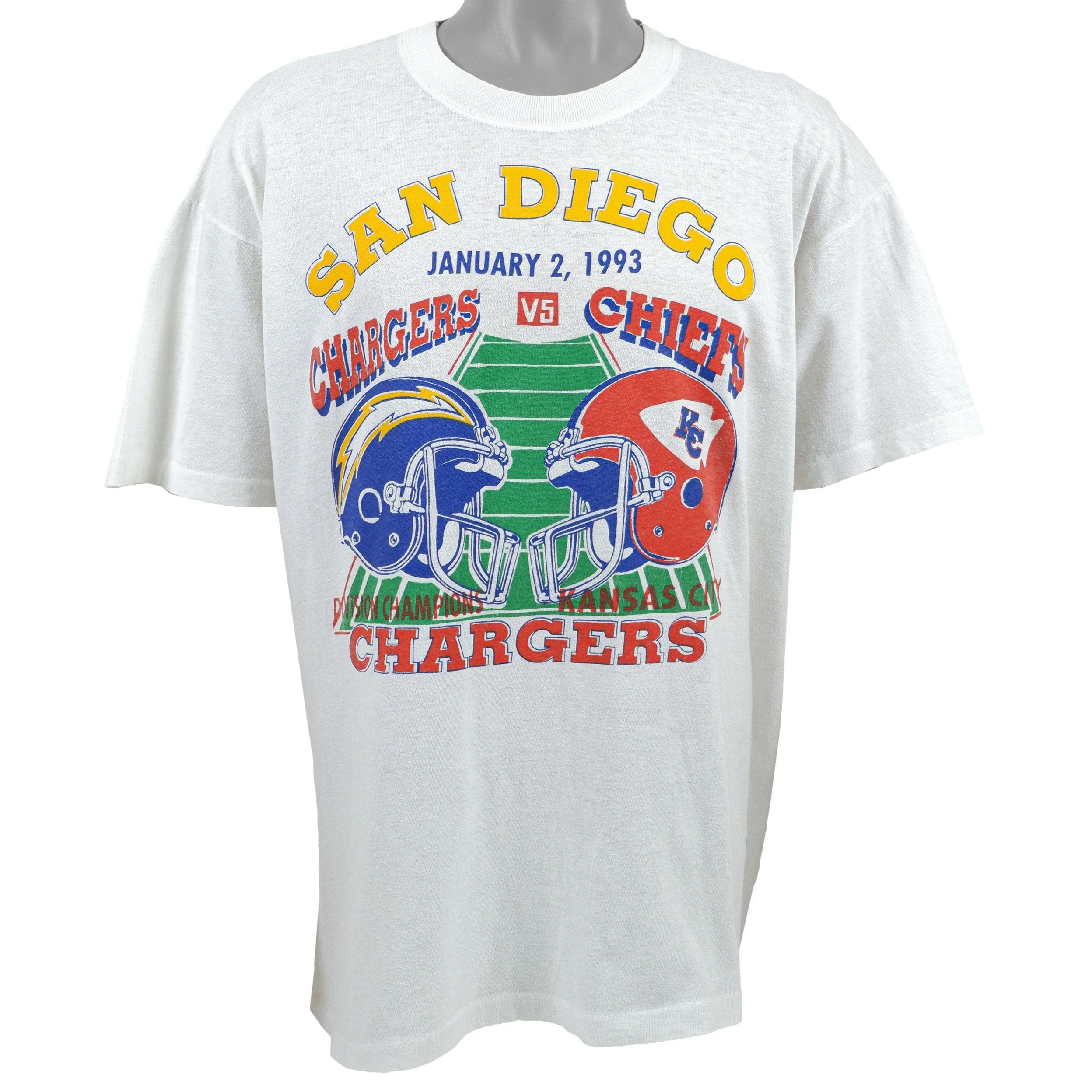 NFL (Solar-T) - Chargers VS Chiefs Super Bowl Bound T-Shirt 1993 X-Large