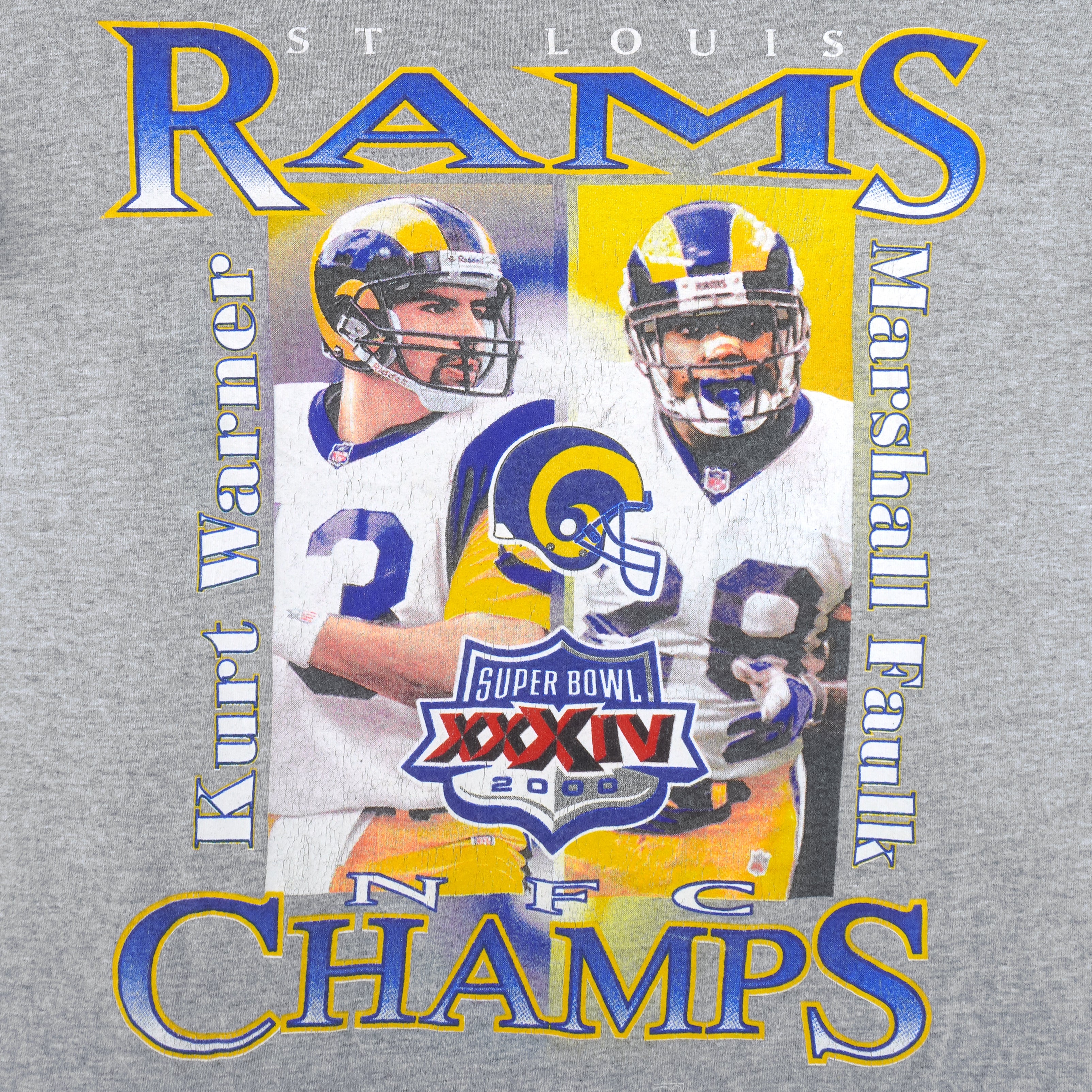 NFL (Sport Attack) - St. Louis Rams Kurt Warner & Marshall Faulk Players T-Shirt 2000 Large - Image 3