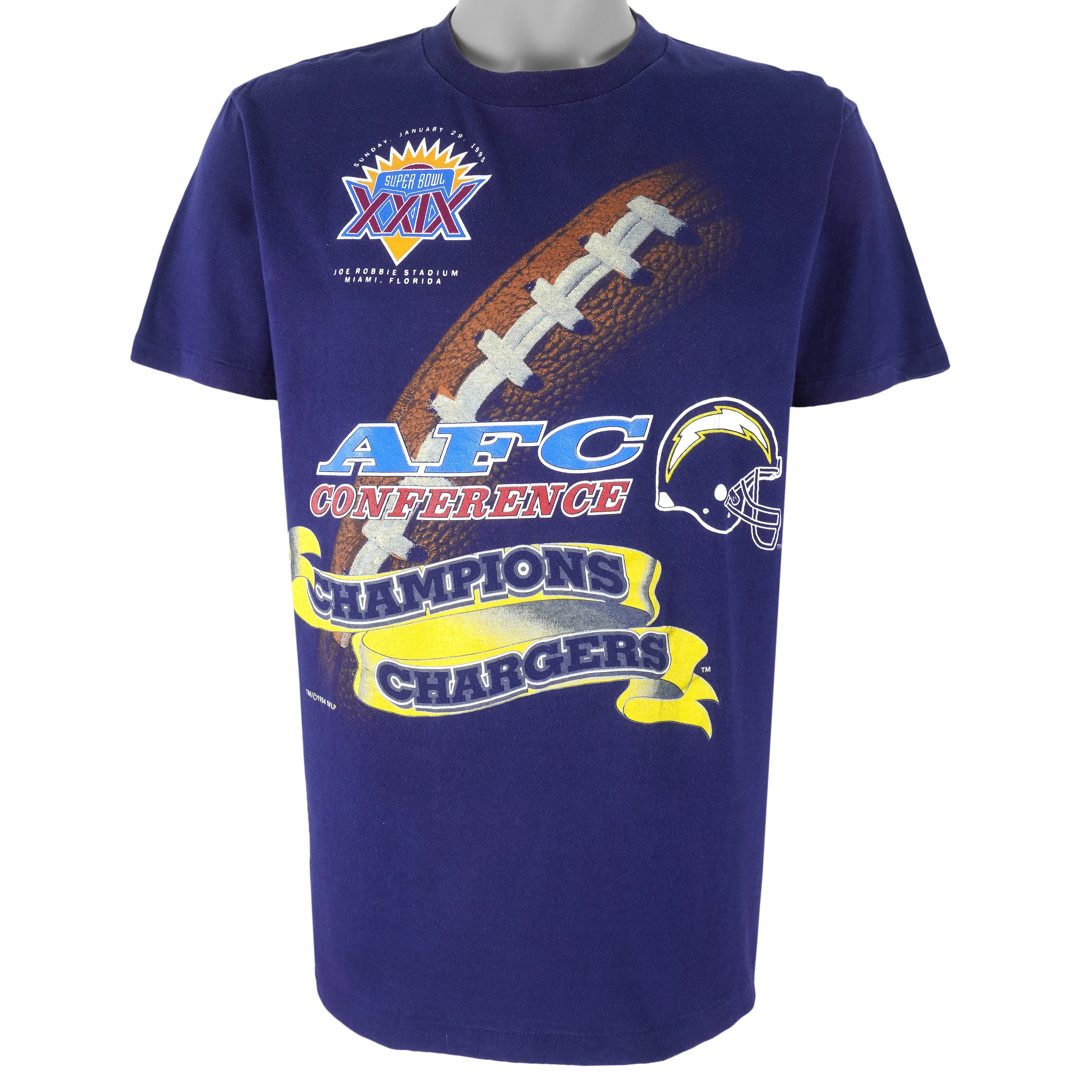 NFL (True Fan) - San Diego Chargers Single Stitch T-Shirt 1994 Large