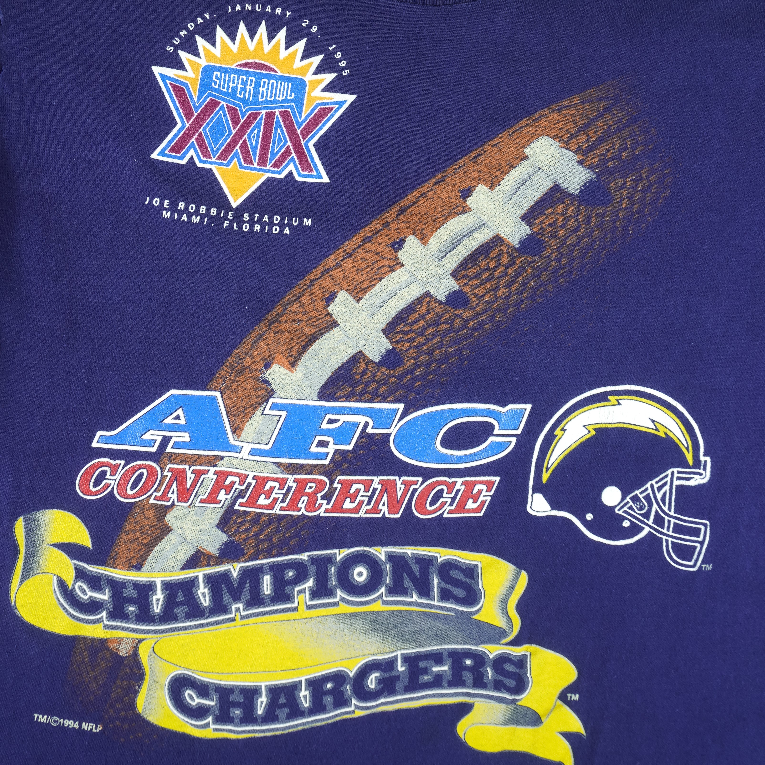 NFL (True Fan) - San Diego Chargers Single Stitch T-Shirt 1994 Large - Image 3