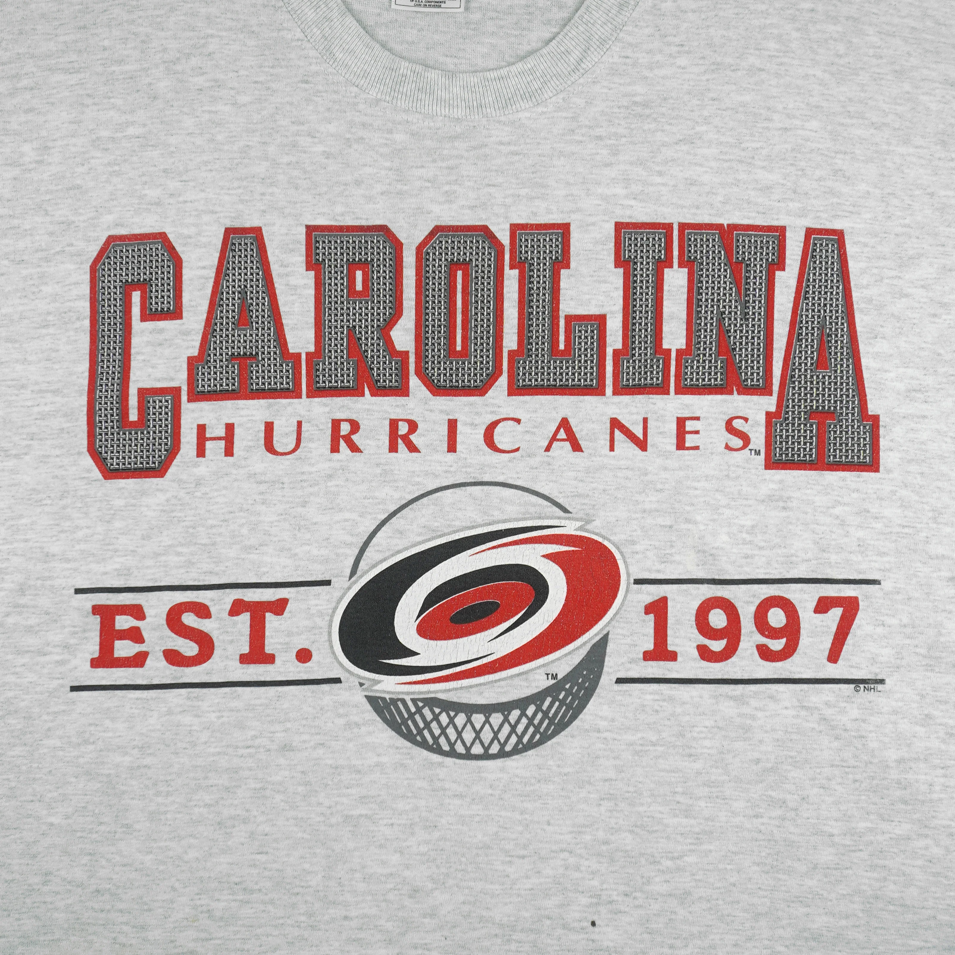 NHL - Carolina Hurricanes Spell-Out T-Shirt 1997 Large - Image 4