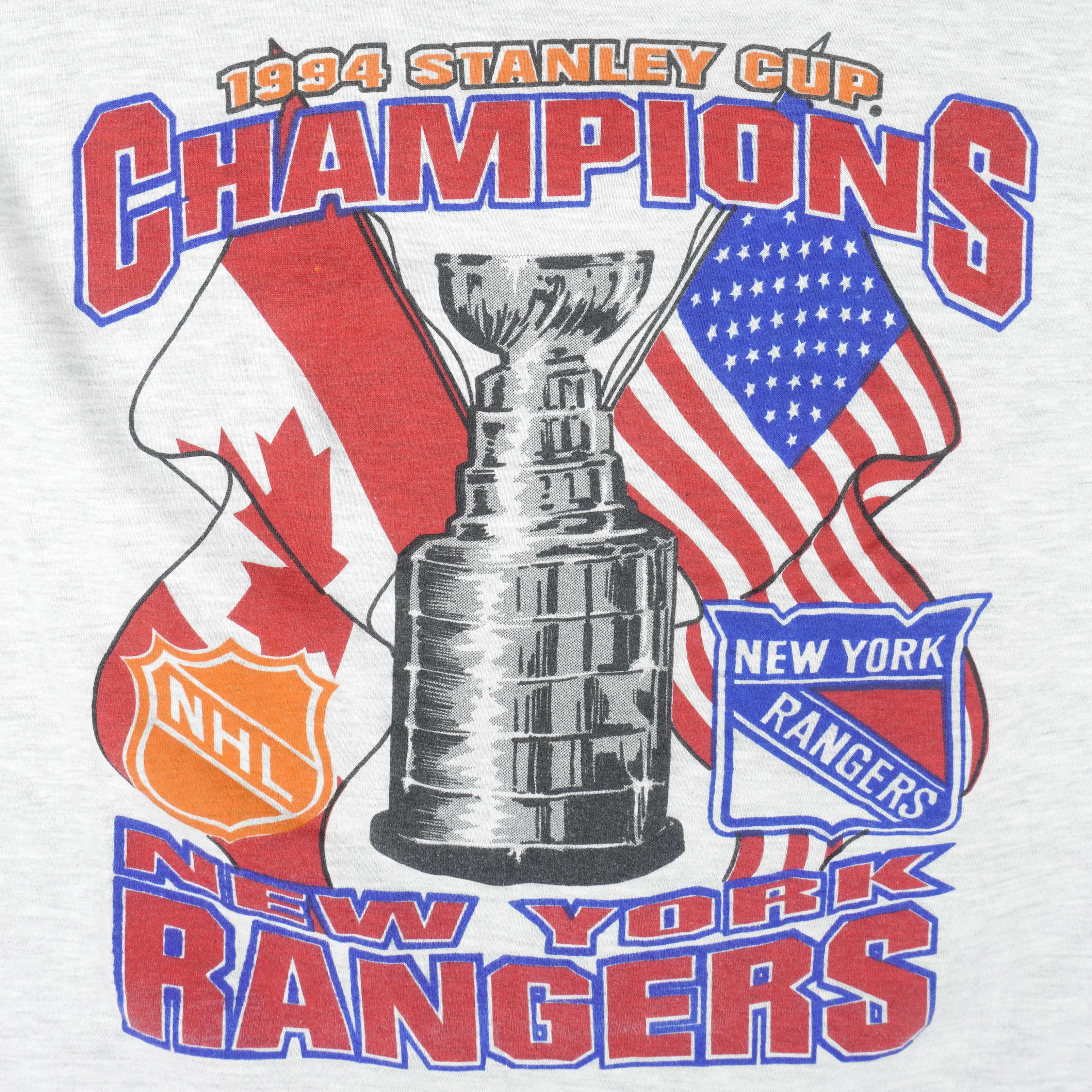 NHL - Grey New York Rangers Stanley Cup Champions T-Shirt 1994 Large - Image 3
