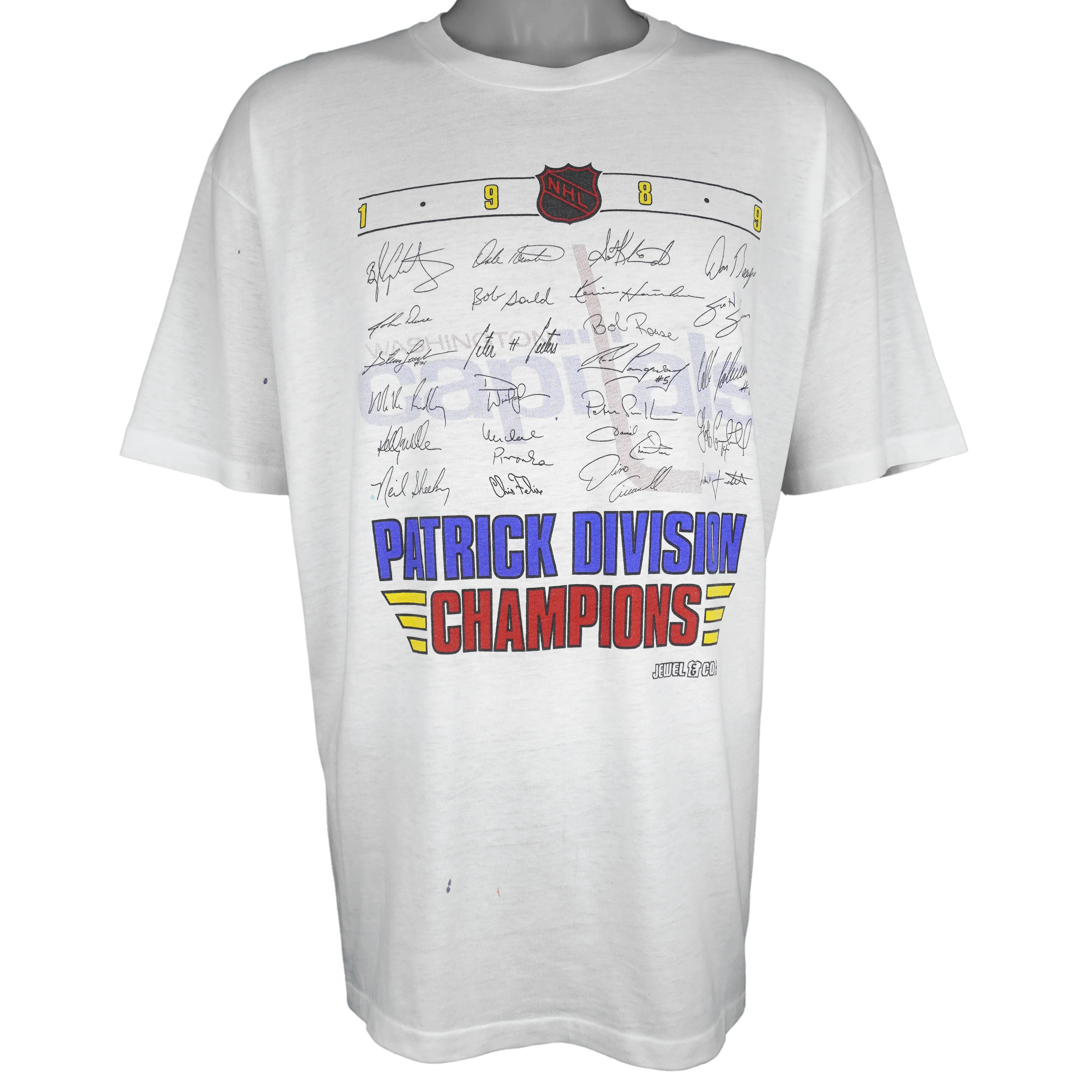 NHL (Hanes) - Washington Capitals Patrick Division Autographed T-Shirt 1989 XX-Large