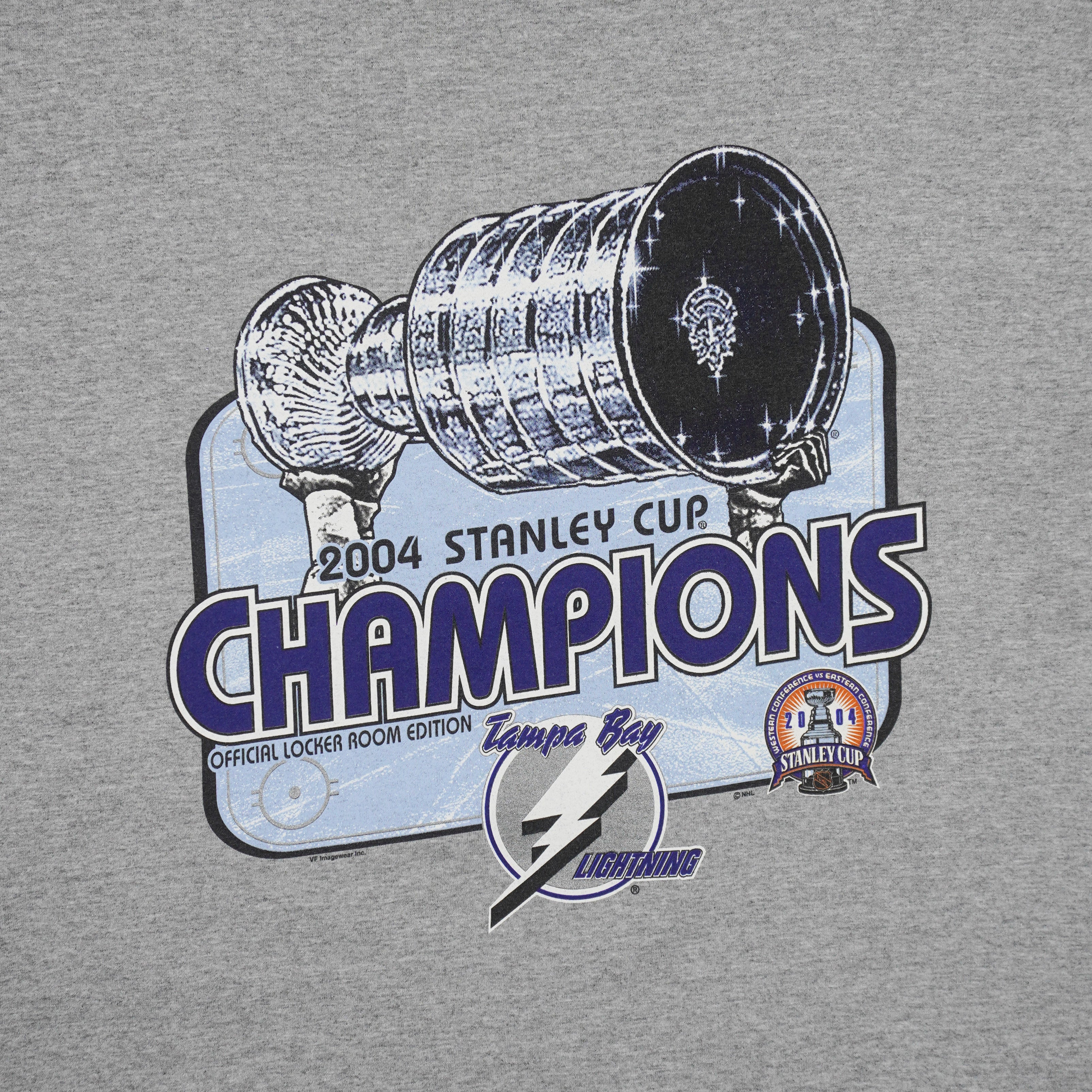 NHL (Lee) - Grey Tampa Bay Lightning Stanley Cup Champions T-Shirt 2004 Large Tall - Image 3