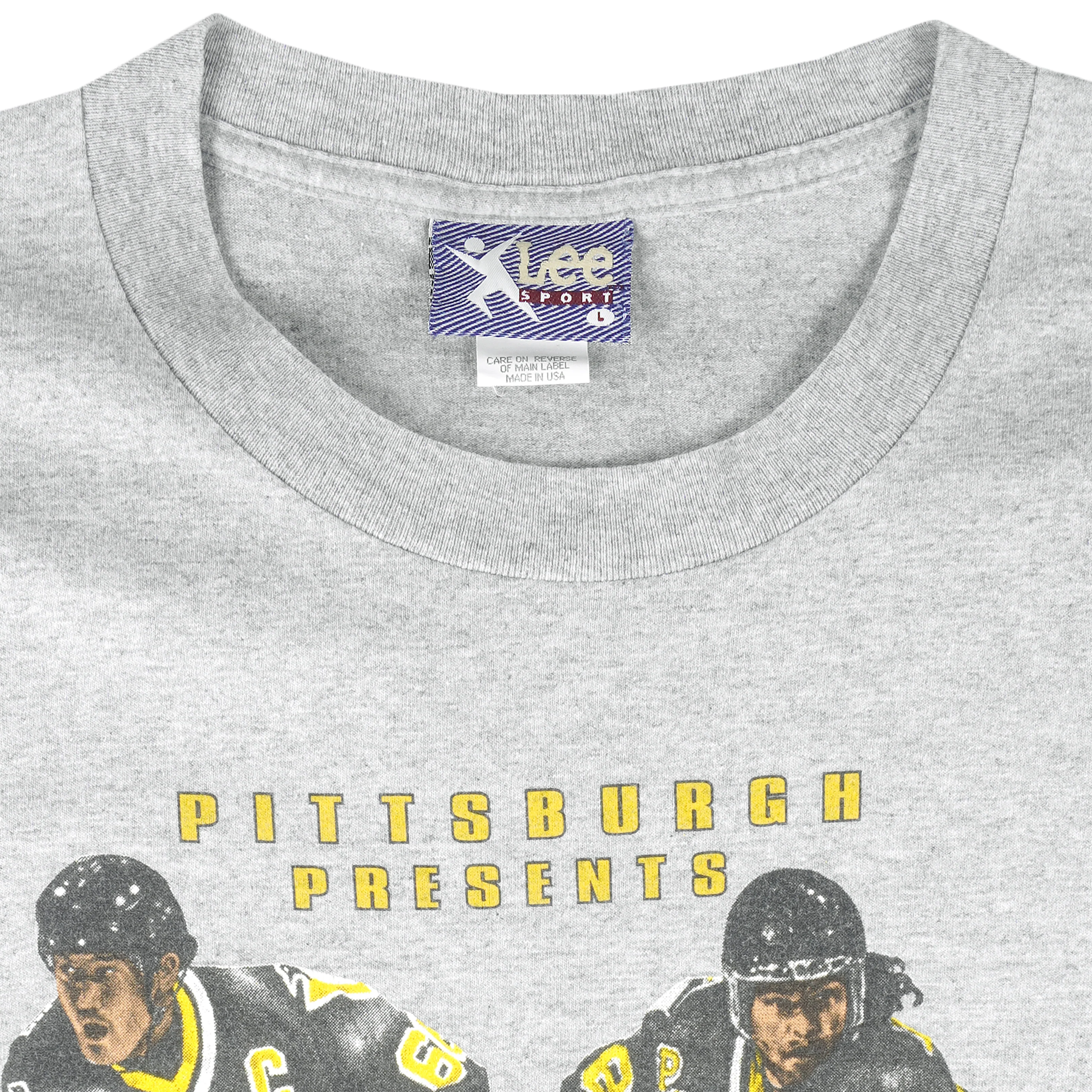 NHL (Lee) - Pittsburgh Penguins Dynamic Duo Lemieux & Jagr T-Shirt 1990s Large - Image 4
