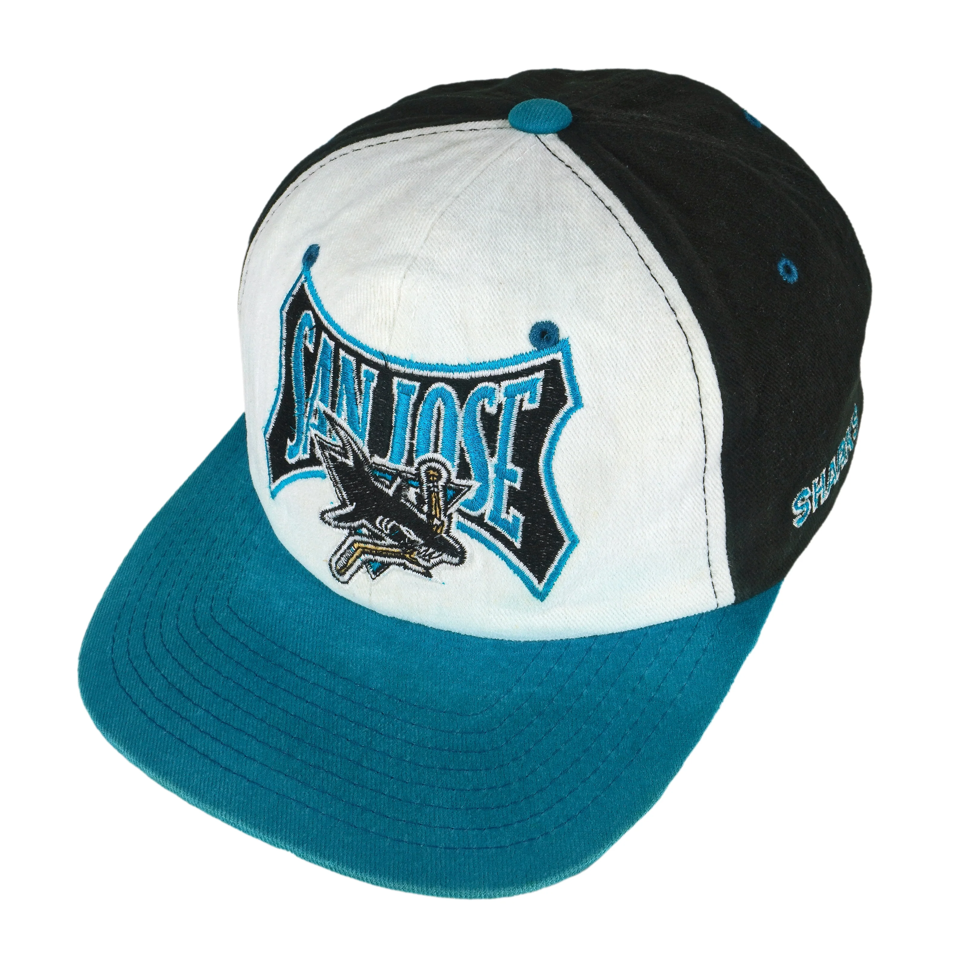 NHL (Lee) - San Jose Sharks Embroidered Snapback Hat 1990s OSFA - Image 3