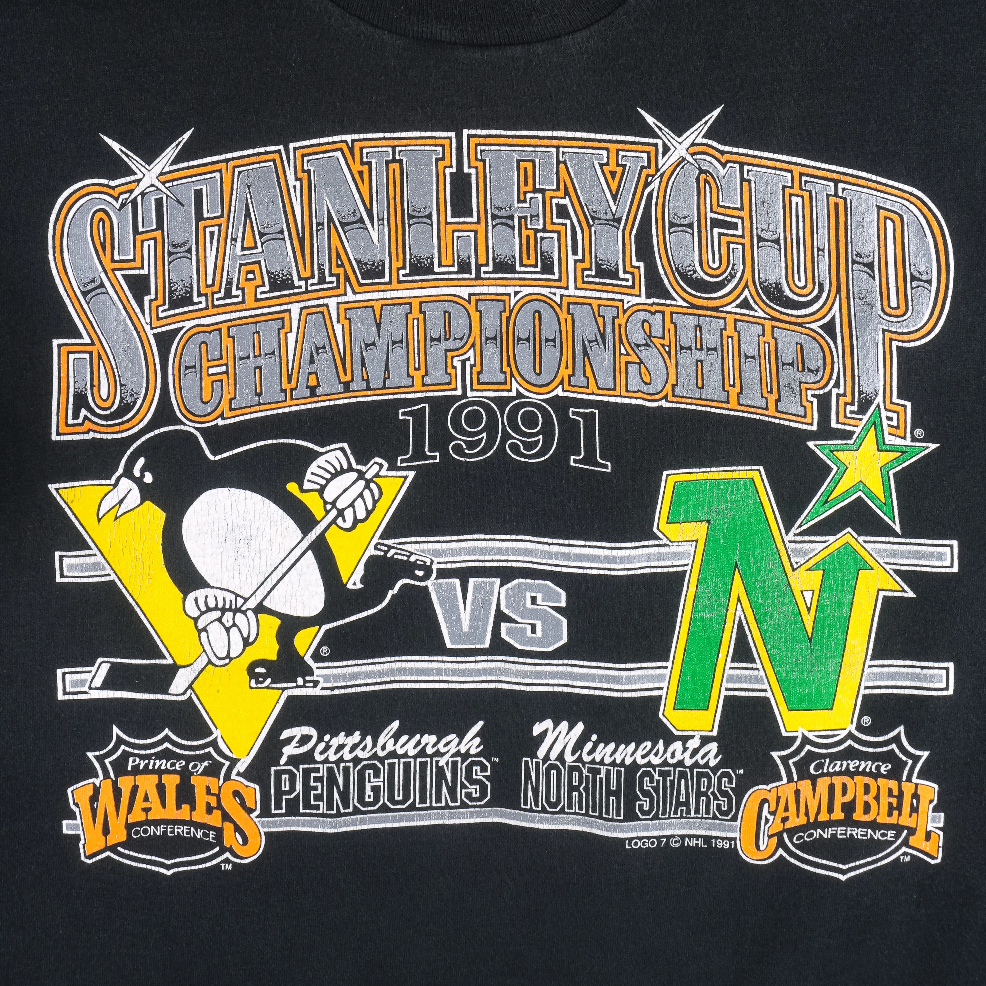 NHL (Logo 7) - Stanley Cup Champions Penguins VS North Stars T-Shirt 1991 X-Large - Image 3
