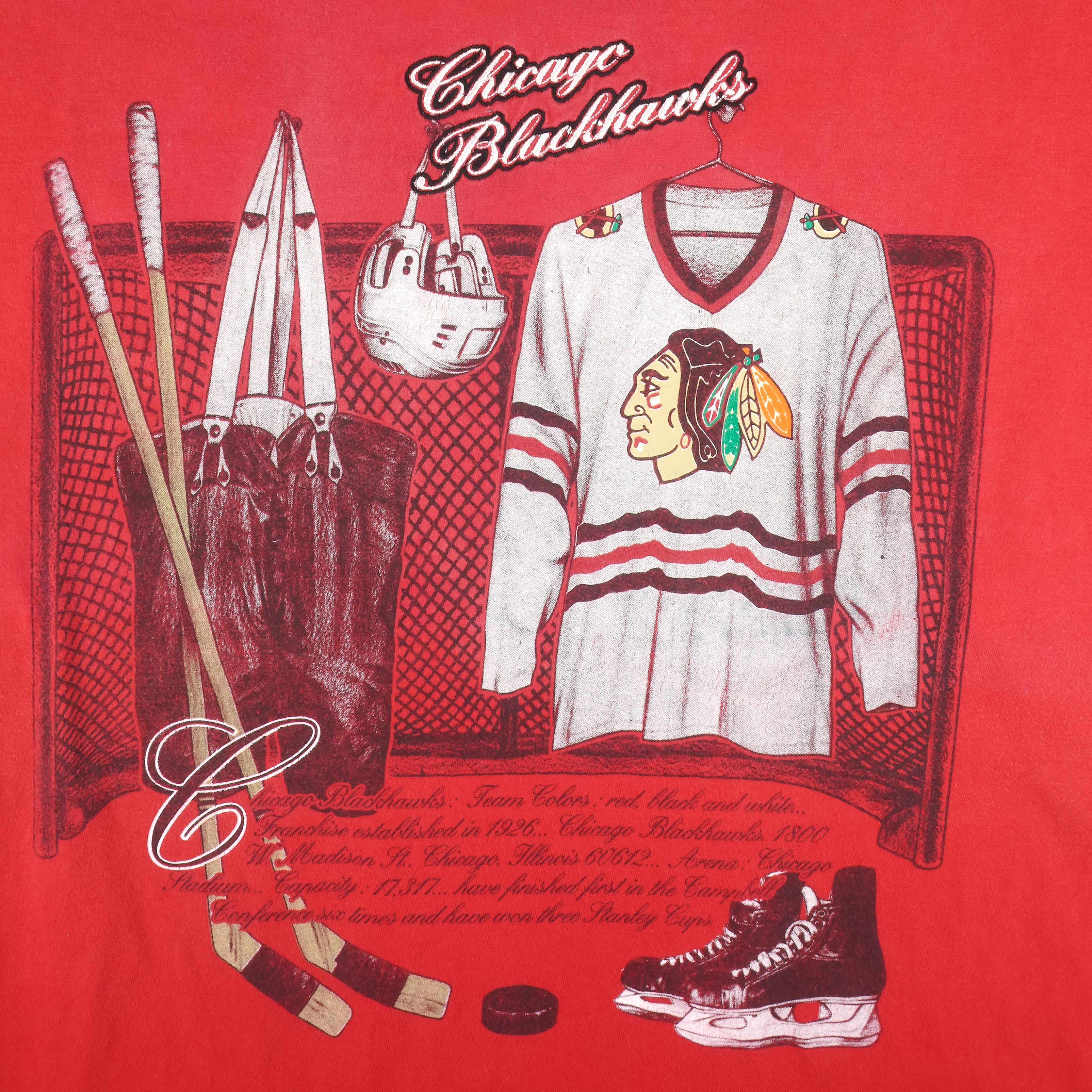 NHL (Nutmeg) - Chicago Blackhawks Locker Room T-Shirt 1990s X-Large - Image 4
