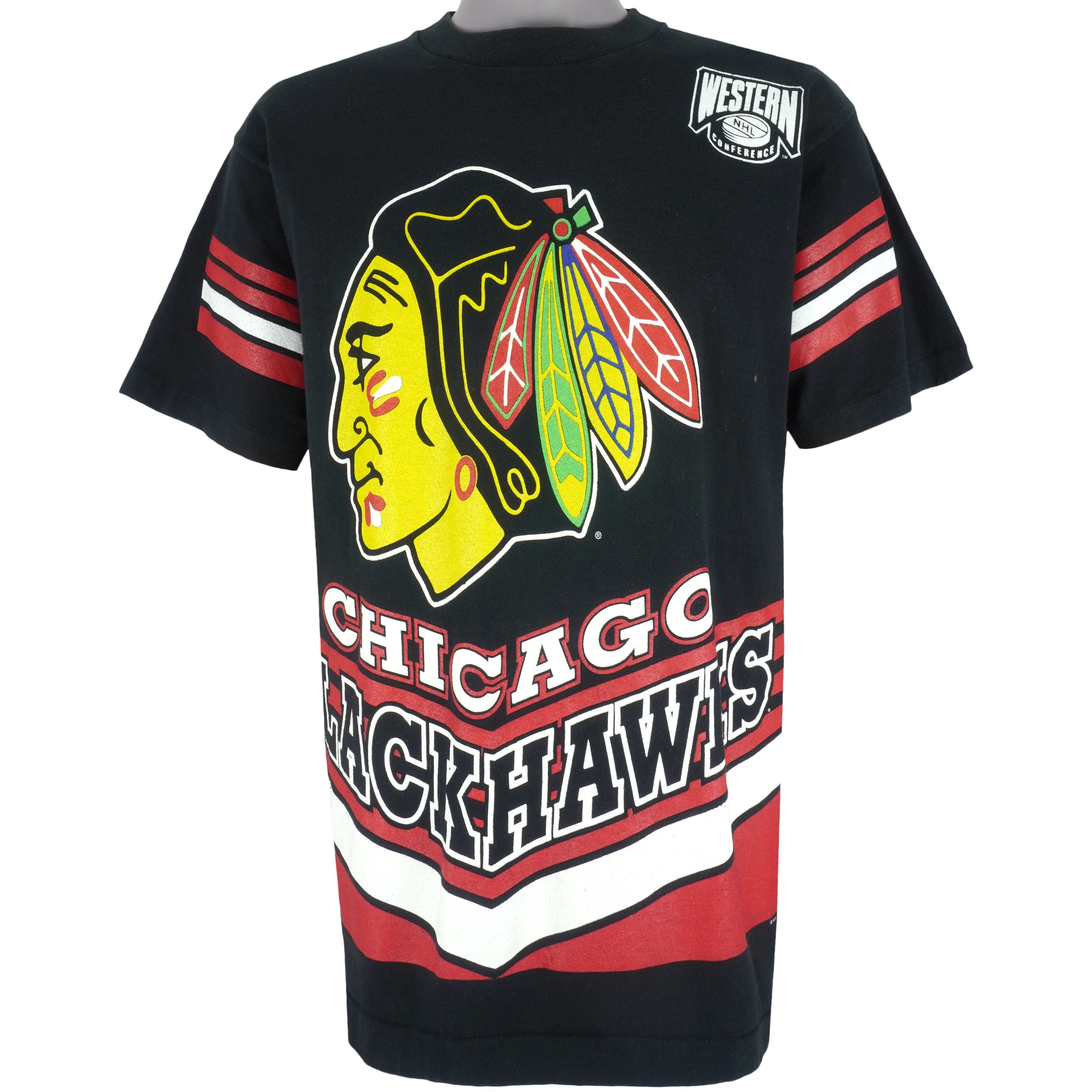 NHL (Salem) - Chicago Blackhawks All Over Print Fan Jersey T-Shirt 1990s Large