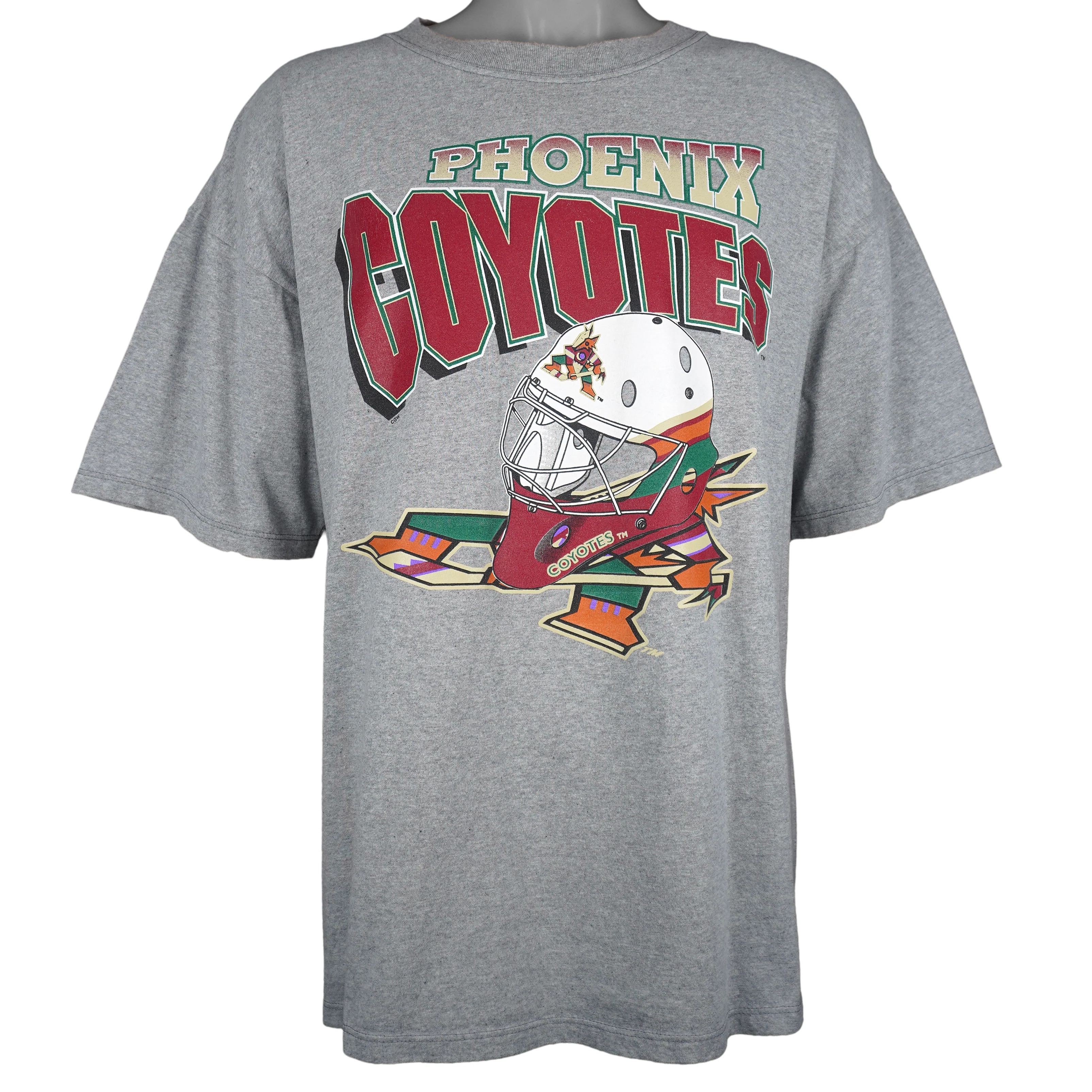NHL (Waves) - Phoenix Coyotes Hockey Helmet T-Shirt 1990s X-Large