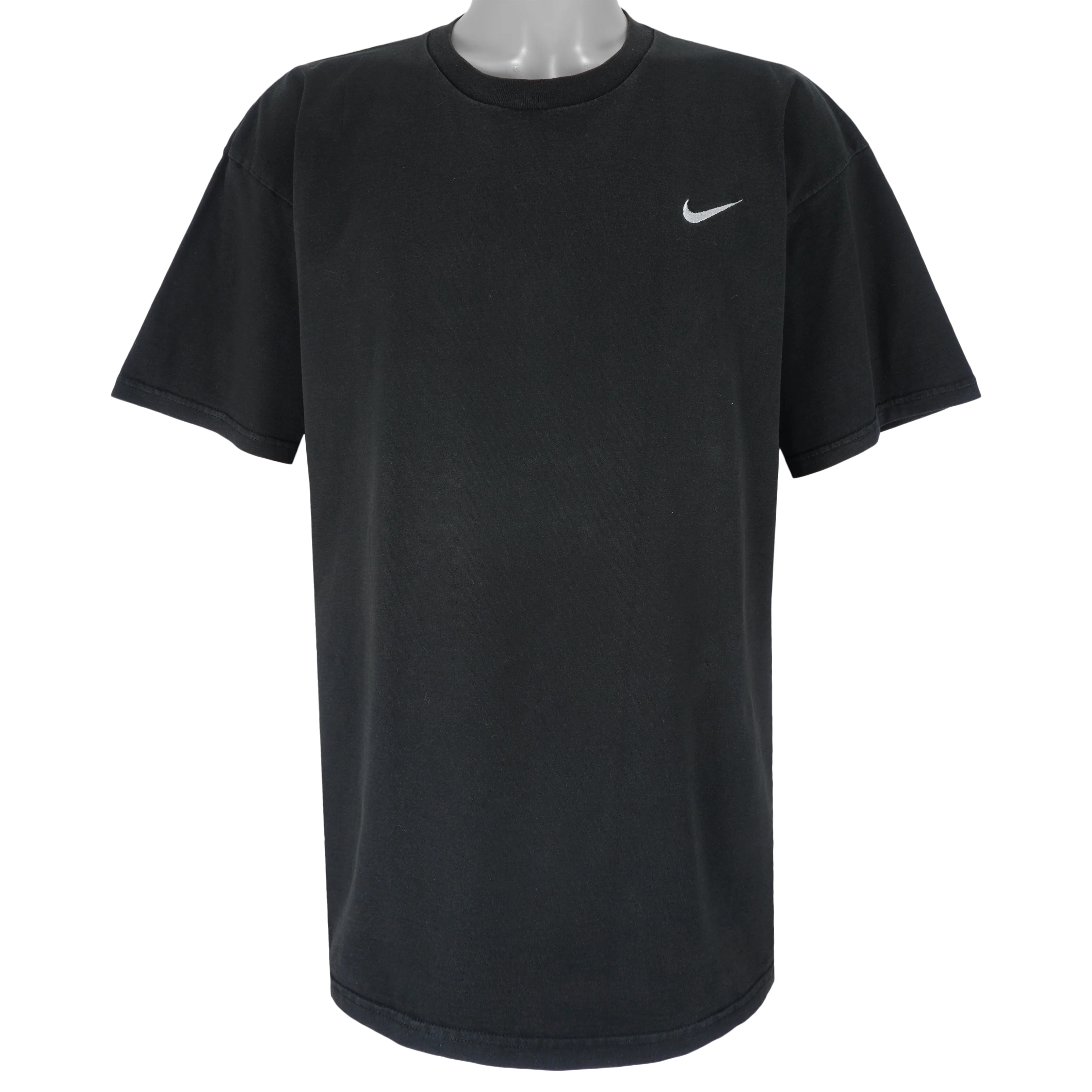 Nike - Black Made In USA Classic Embroidered T-Shirt 1990s X-Large