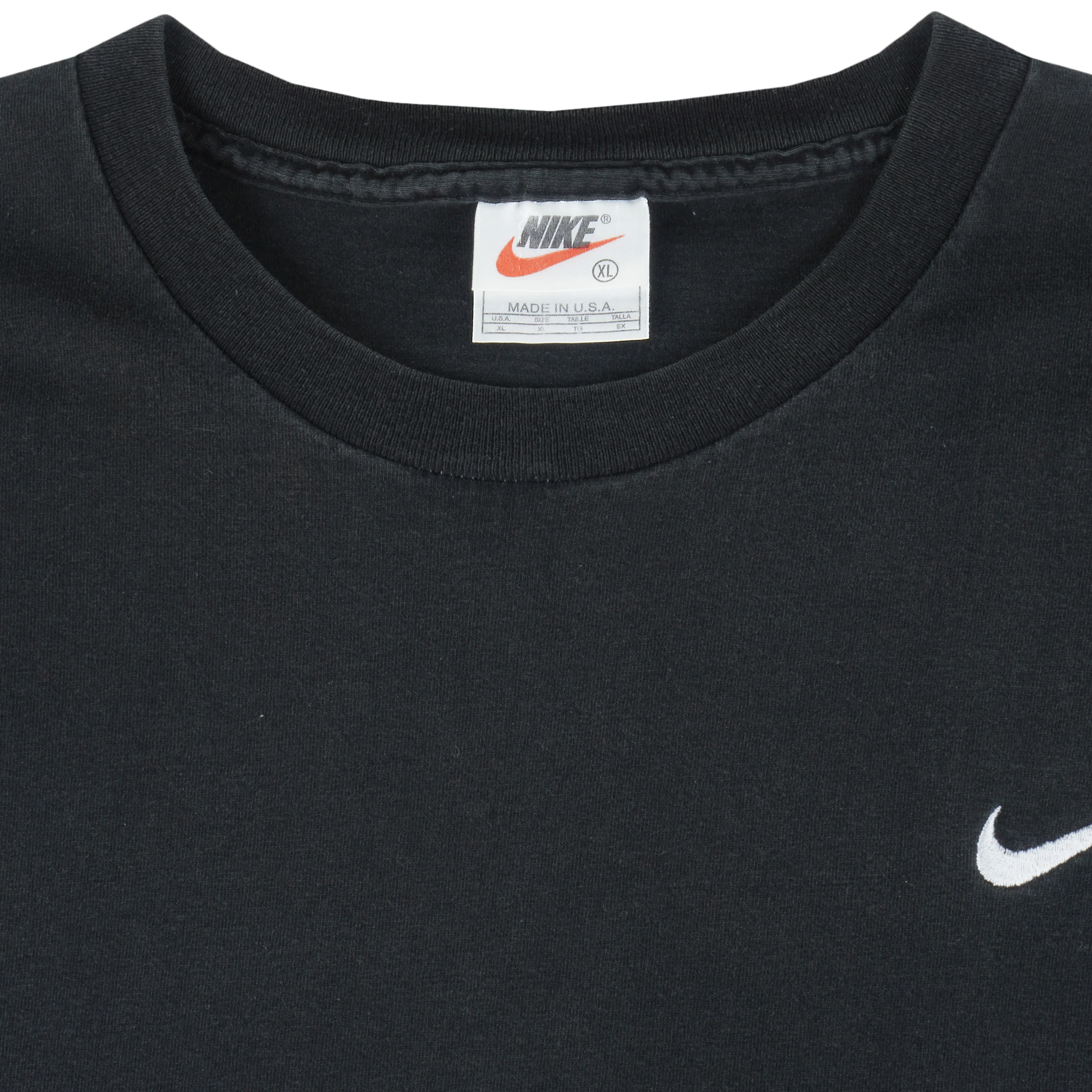 Nike - Black Made In USA Classic Embroidered T-Shirt 1990s X-Large - Image 3