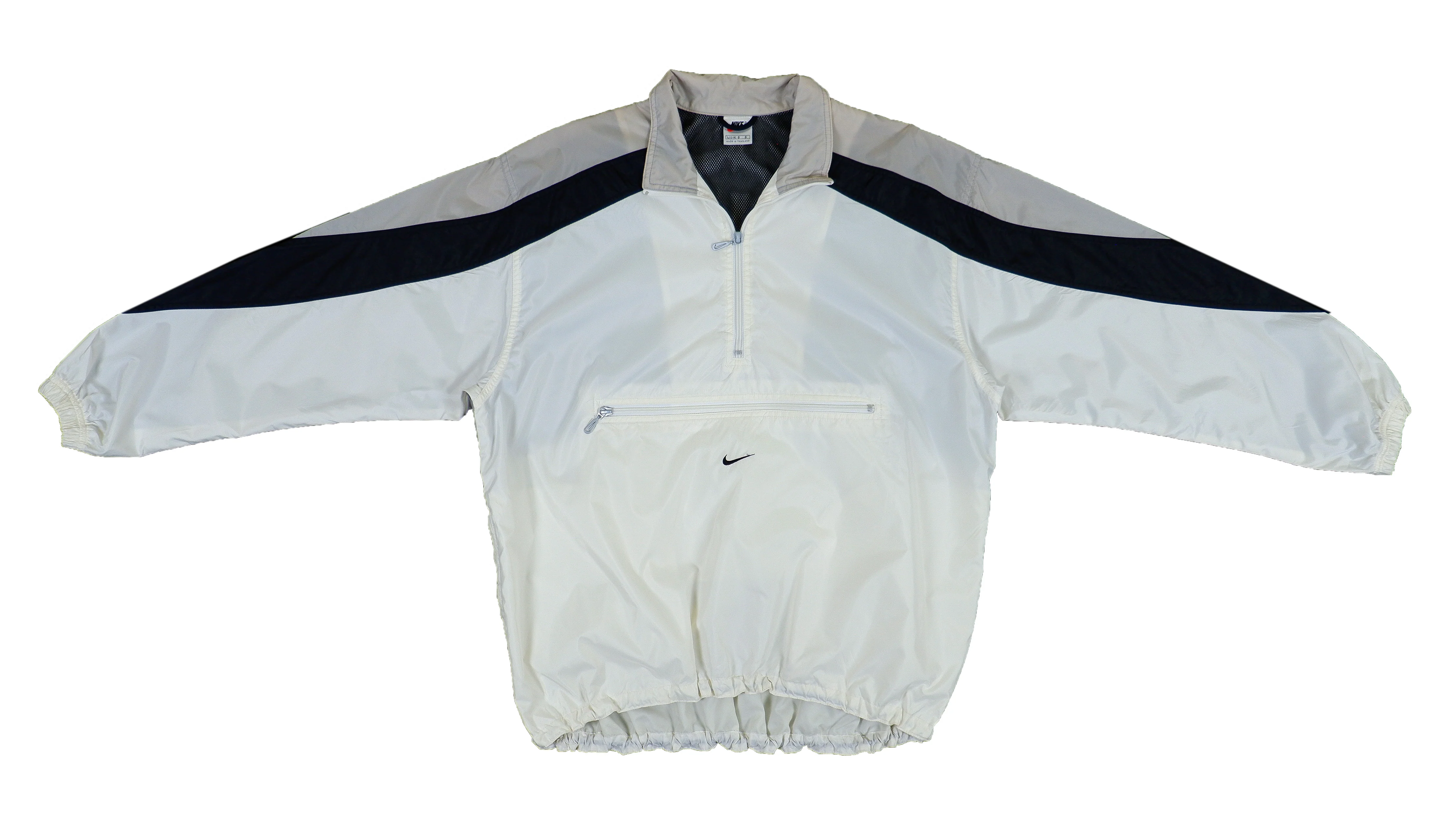Nike - Black & White 1/4 Zip Windbreaker 1990s Large