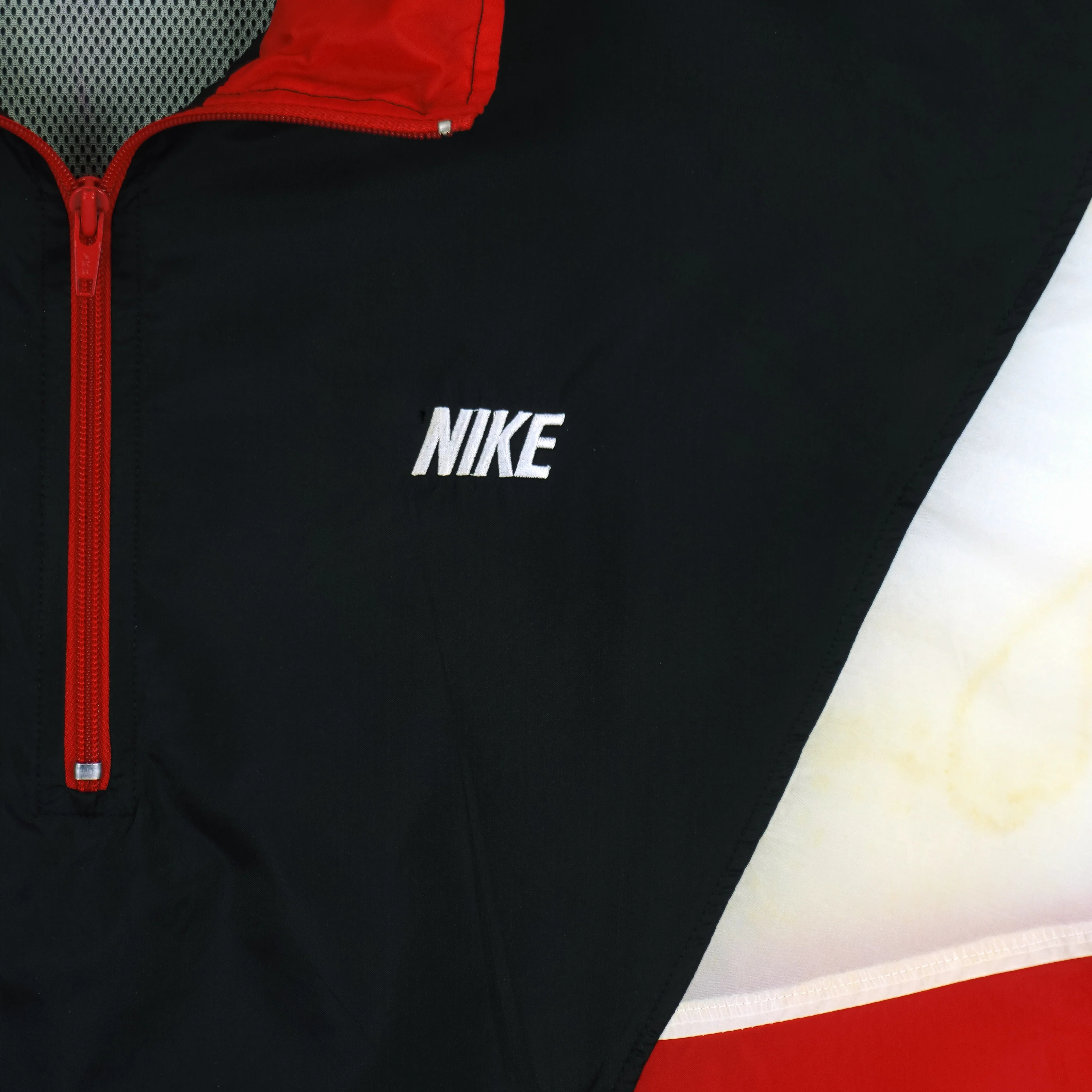 Nike - Black & White With Red 1/4 Zip Pullover Windbreaker 1990s X-Large - Image 4