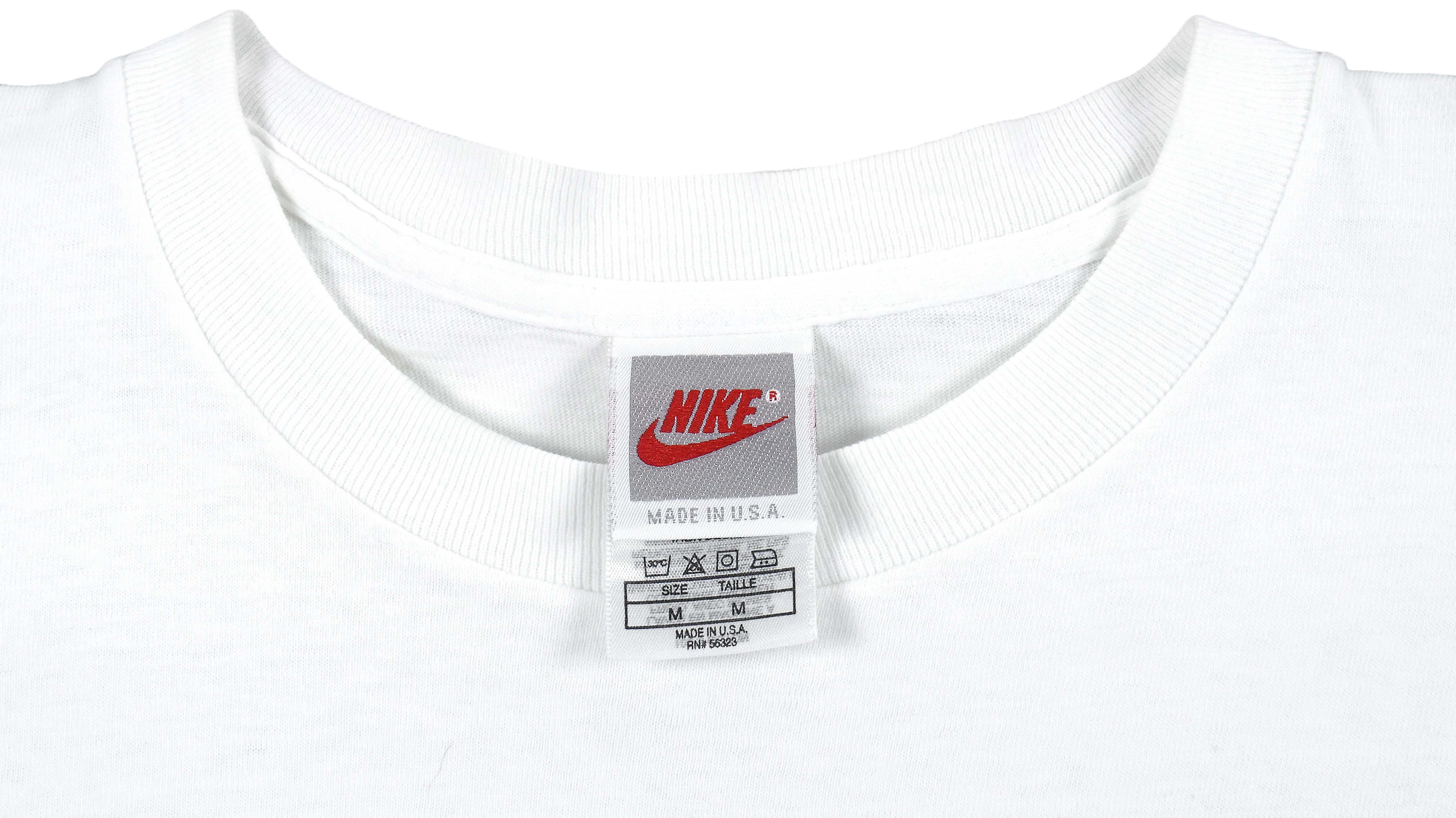 Nike - White Grey Tag Big Logo T-Shirt 1990s Medium - Image 3