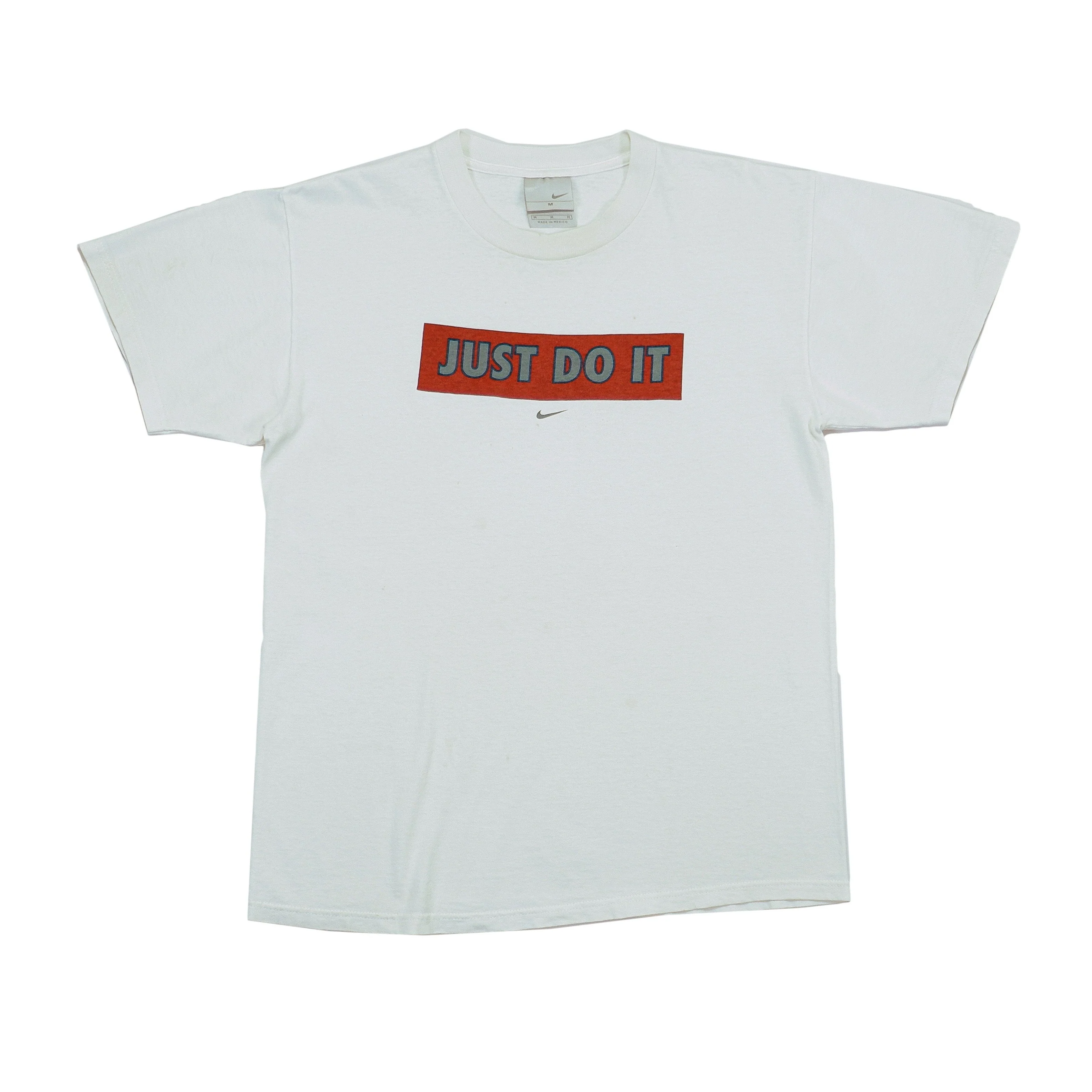 Nike - White Just Do It T-Shirt 1990s Medium
