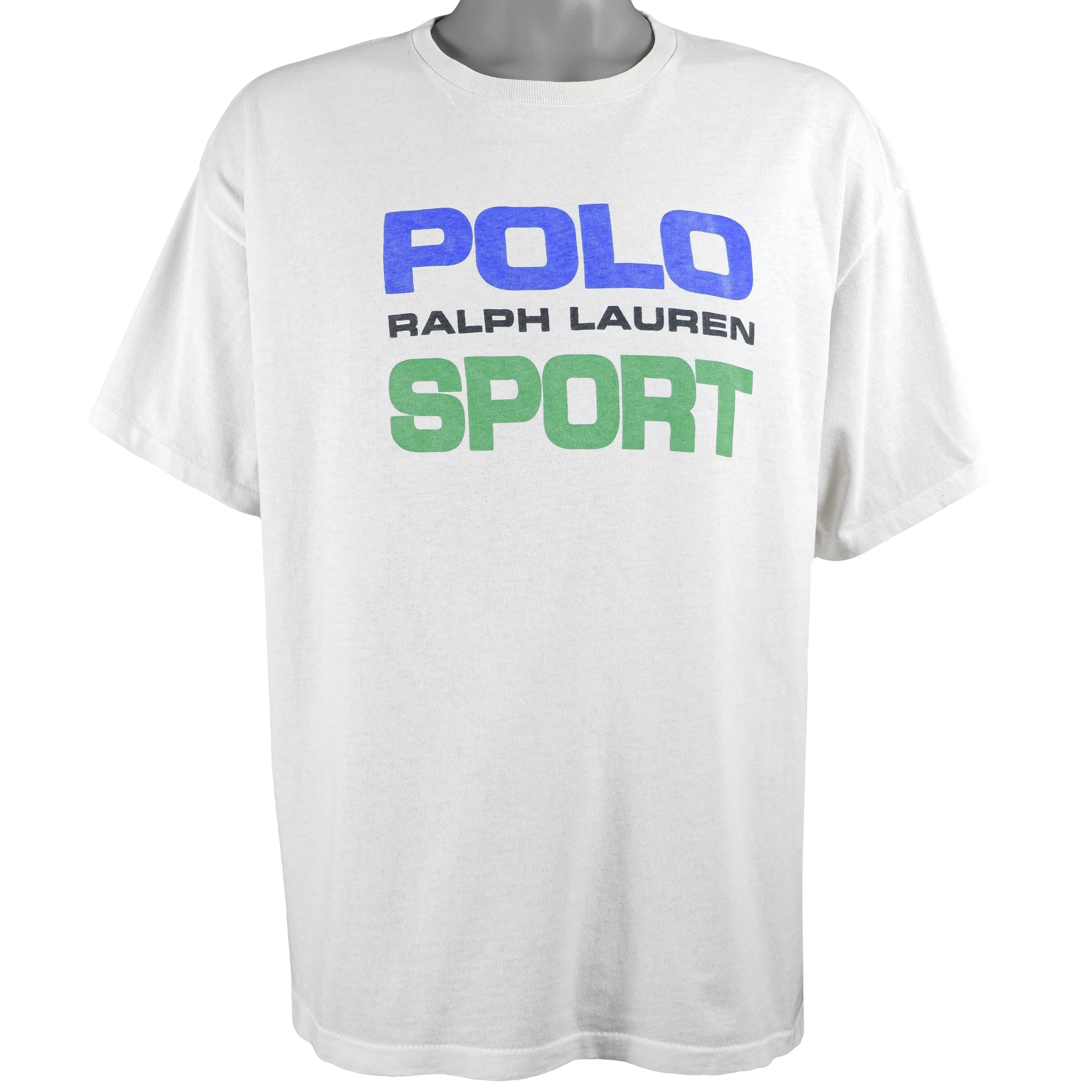 Ralph Lauren (Polo Sport) - White Spell-Out T-Shirt 1990s X-Large