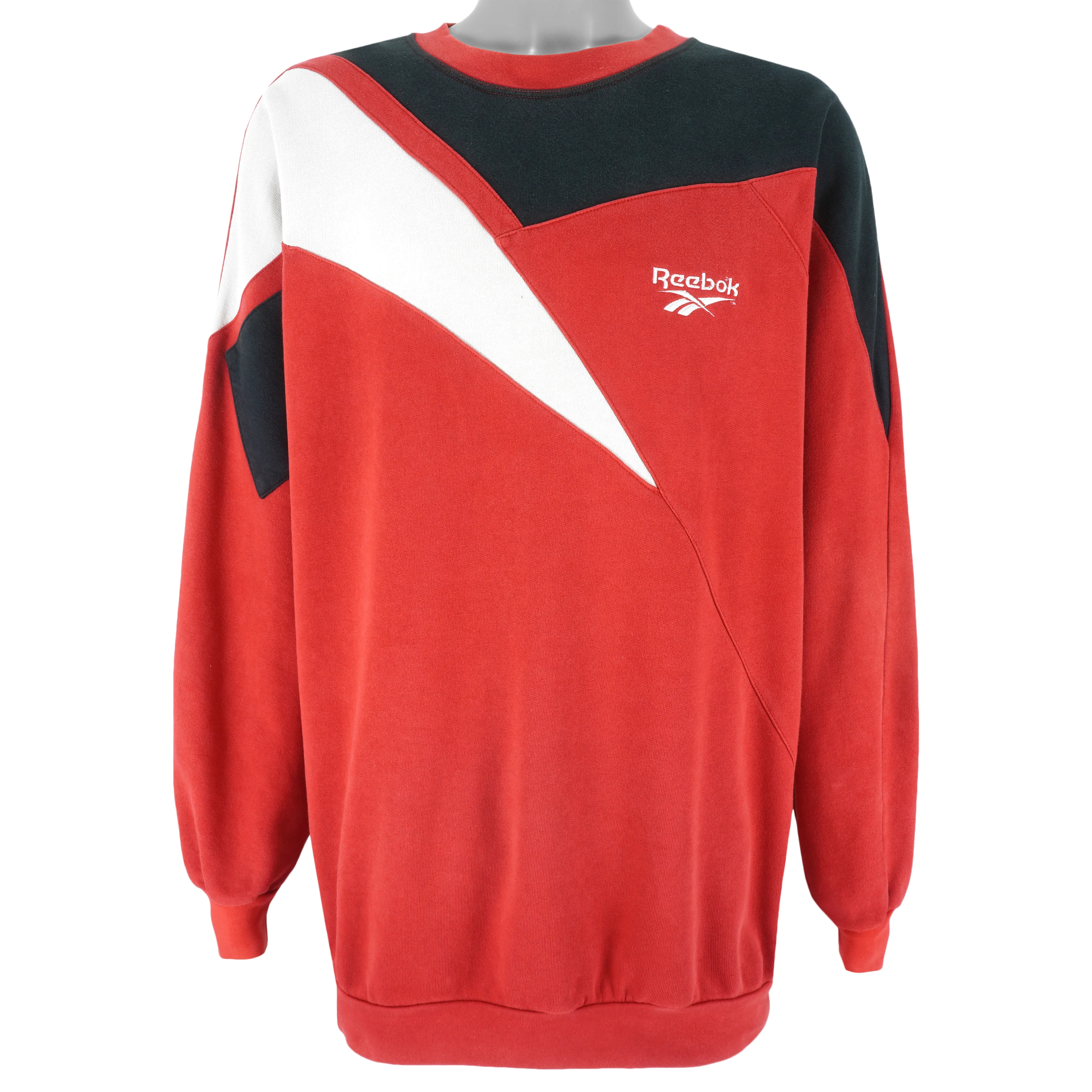 Reebok - Red Kamikaze Style Big Logo Crew Neck Sweatshirt 1990s XX-Large