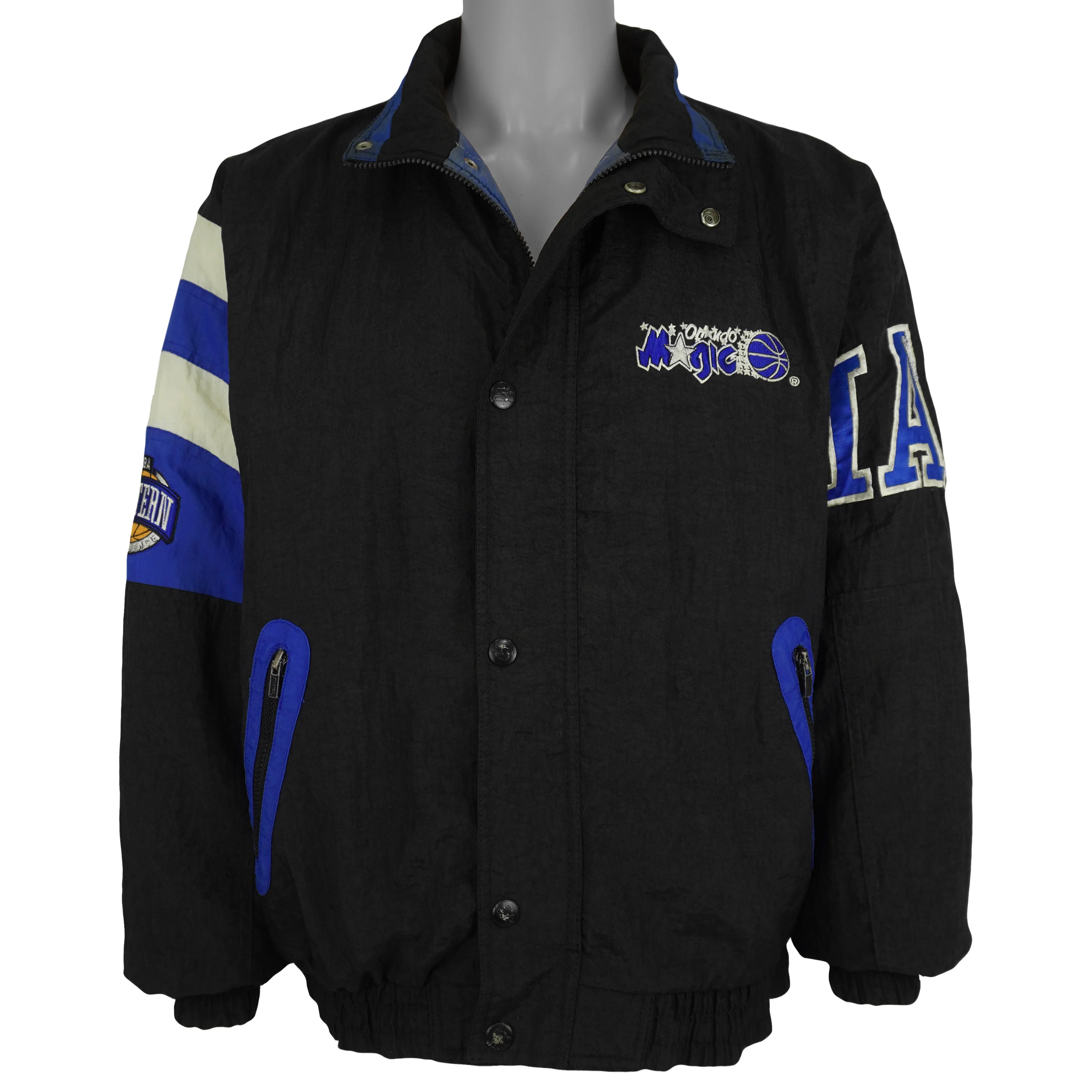 Starter (NBA) - Orlando Magic Zip & Button Up Puffer Jacket 1990s Large - Image 2