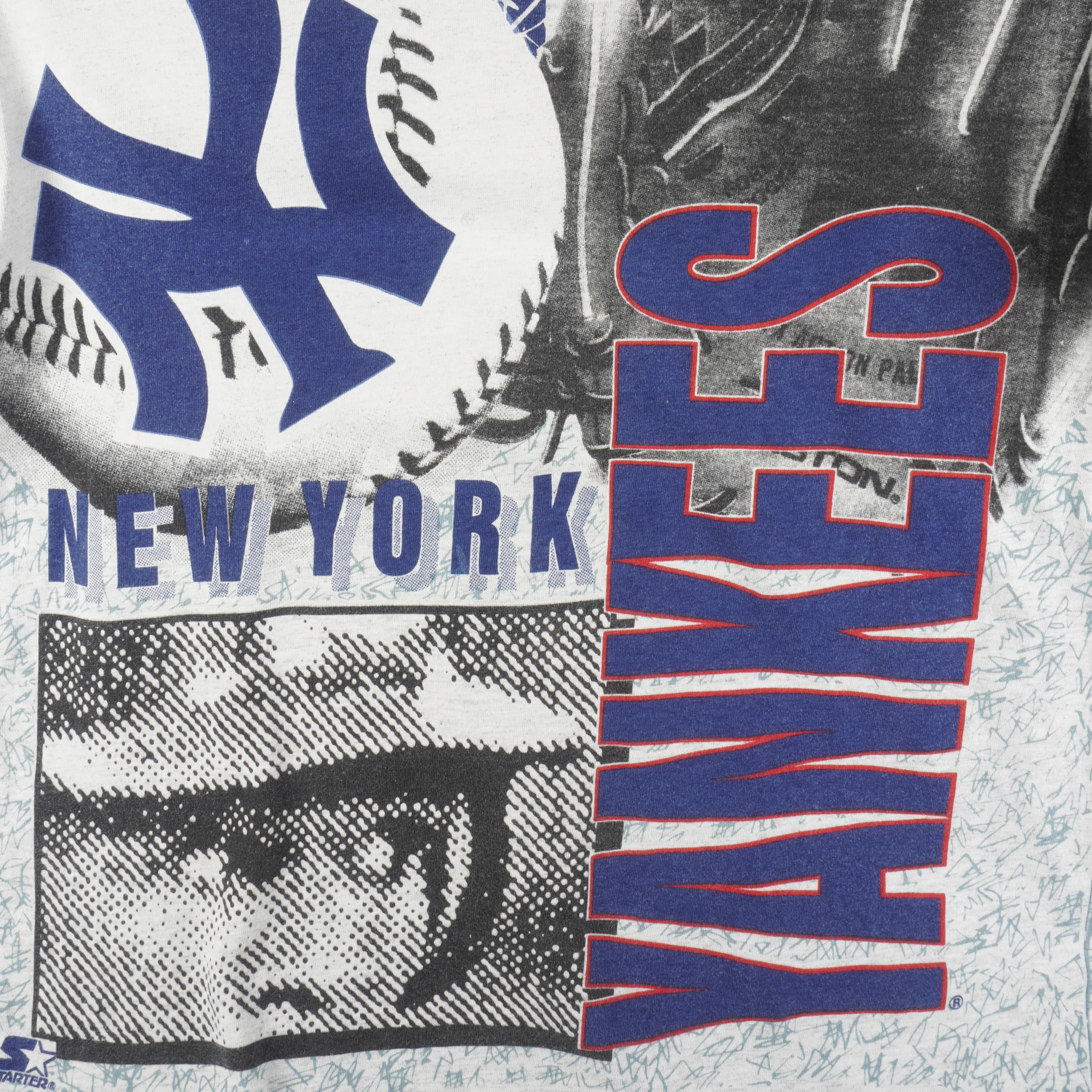 Starter - New York Yankees All Over Print T-Shirt 1990s Large - Image 3