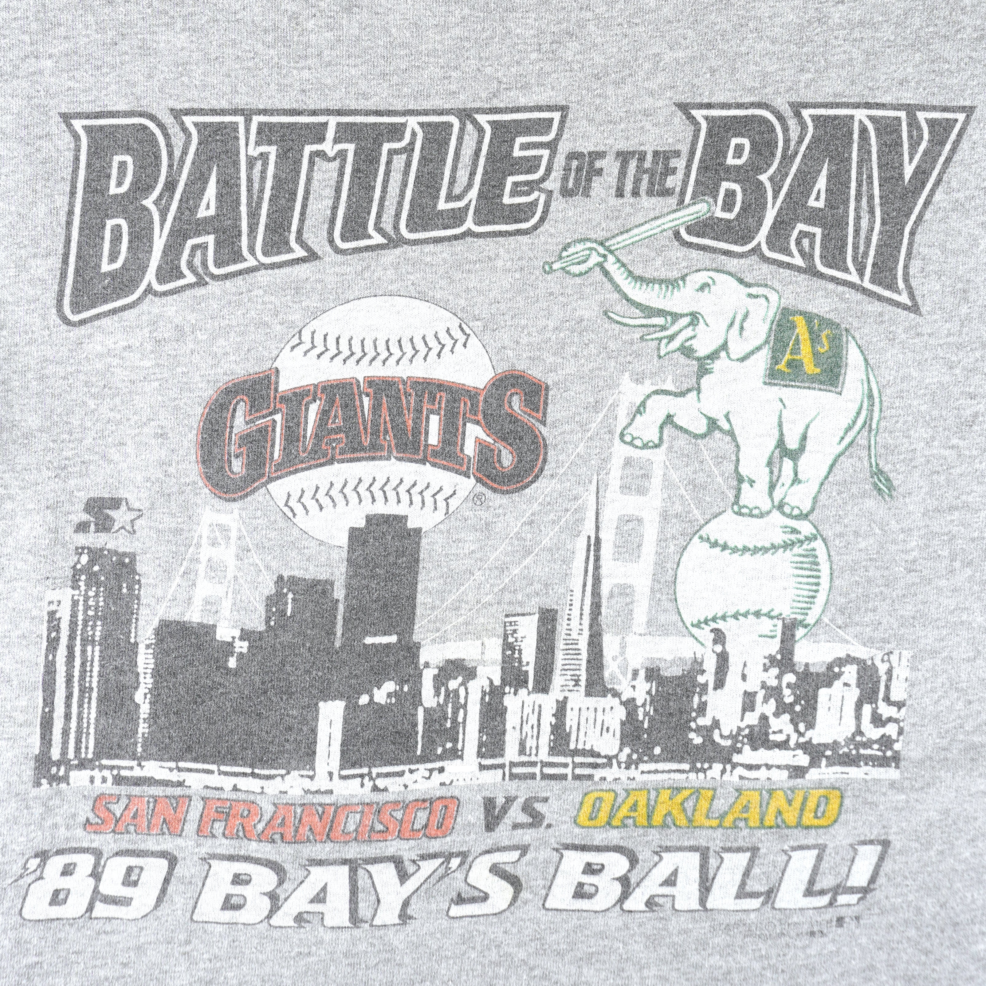 Starter - San Francisco Giants VS Oakland Athletics Bay's Ball T-Shirt 1989 Large - Image 3
