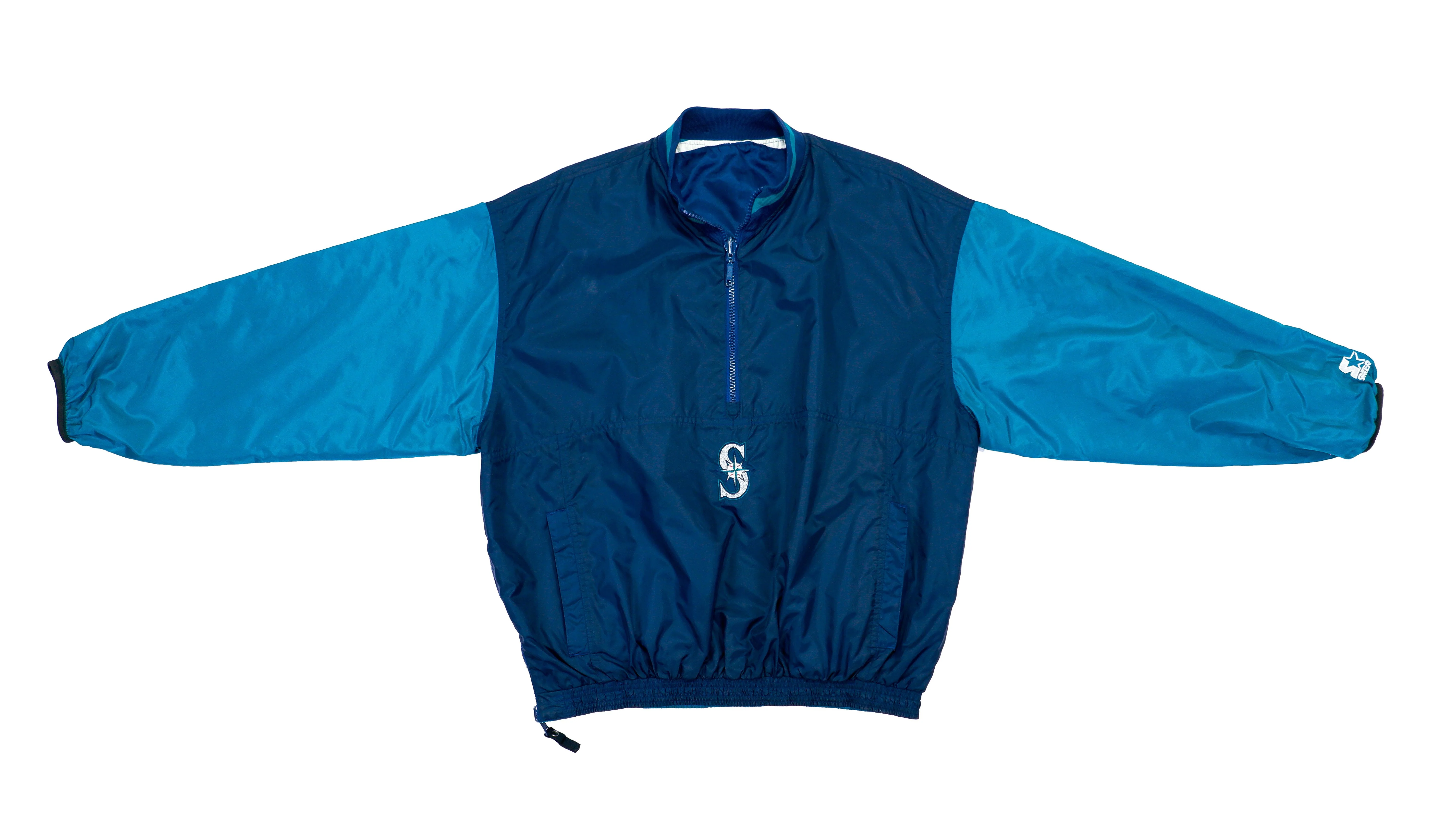 Starter - Seattle Mariners 1/4 Zip Reversible Windbreaker 1990s Large - Image 2