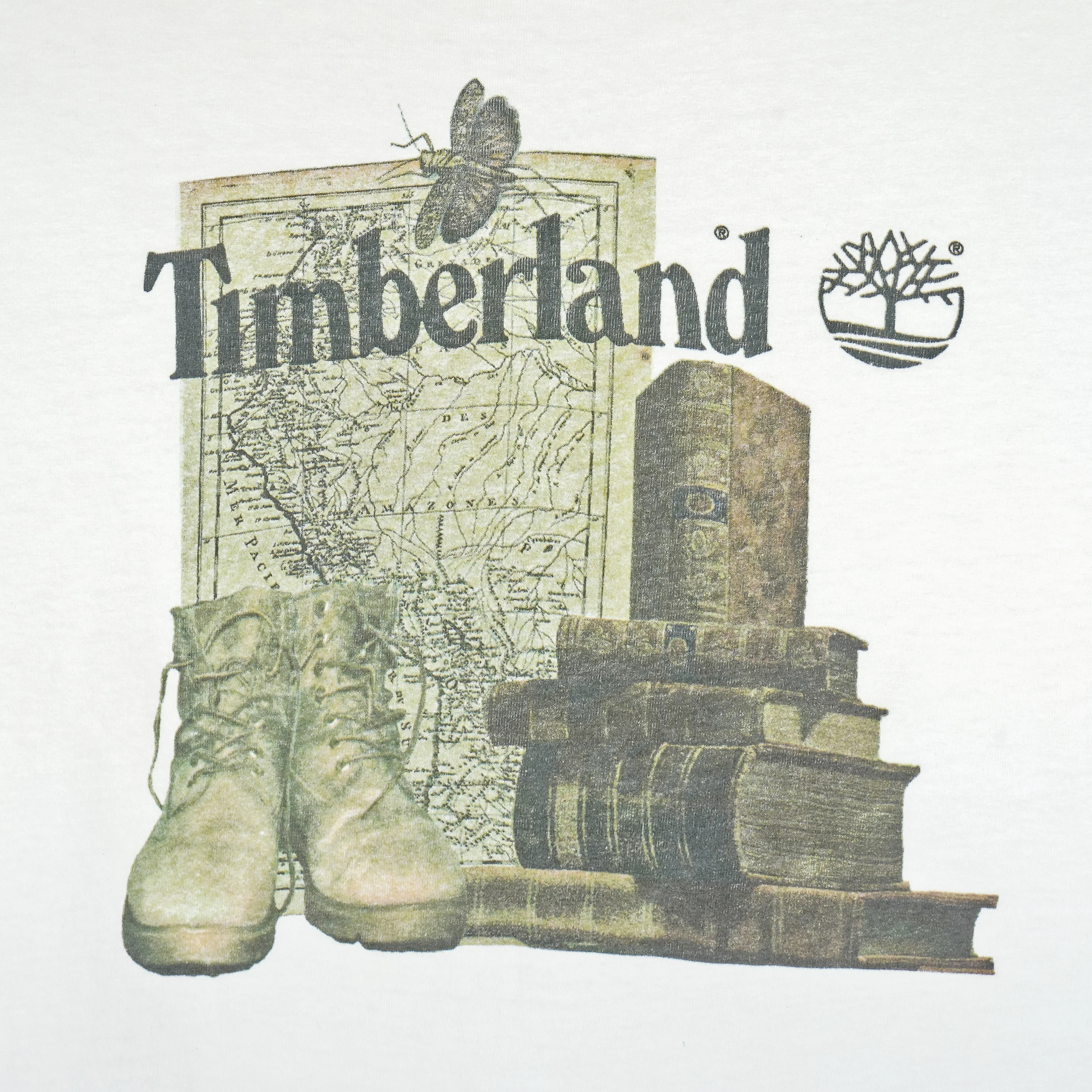 Timberland - Map Shoes And Books Single Stitch T-Shirt 1990s Large - Image 3