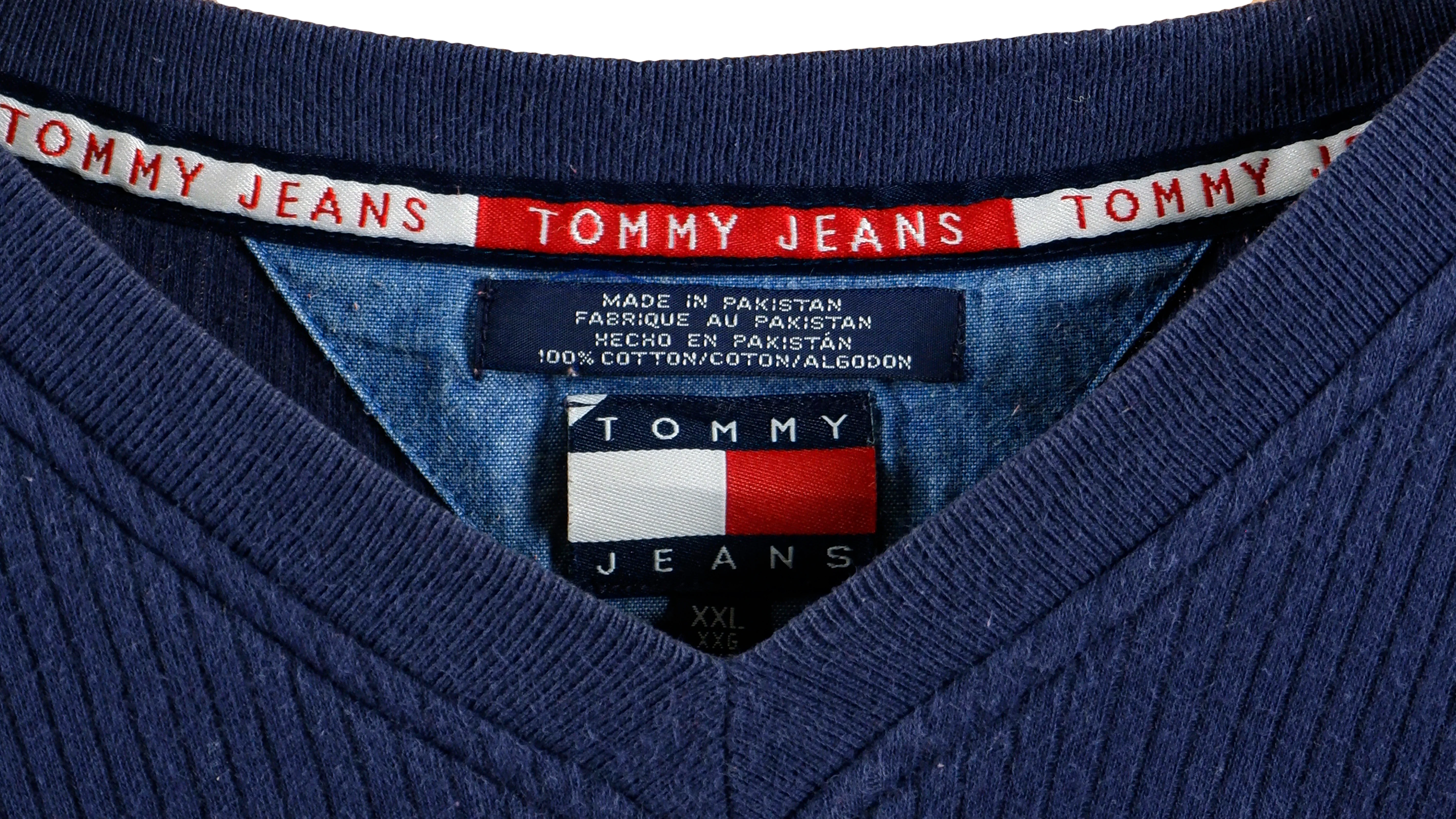 Tommy Hilfiger - Red Tommy Jeans Taped Logo T-Shirt 1990s XX-Large - Image 3