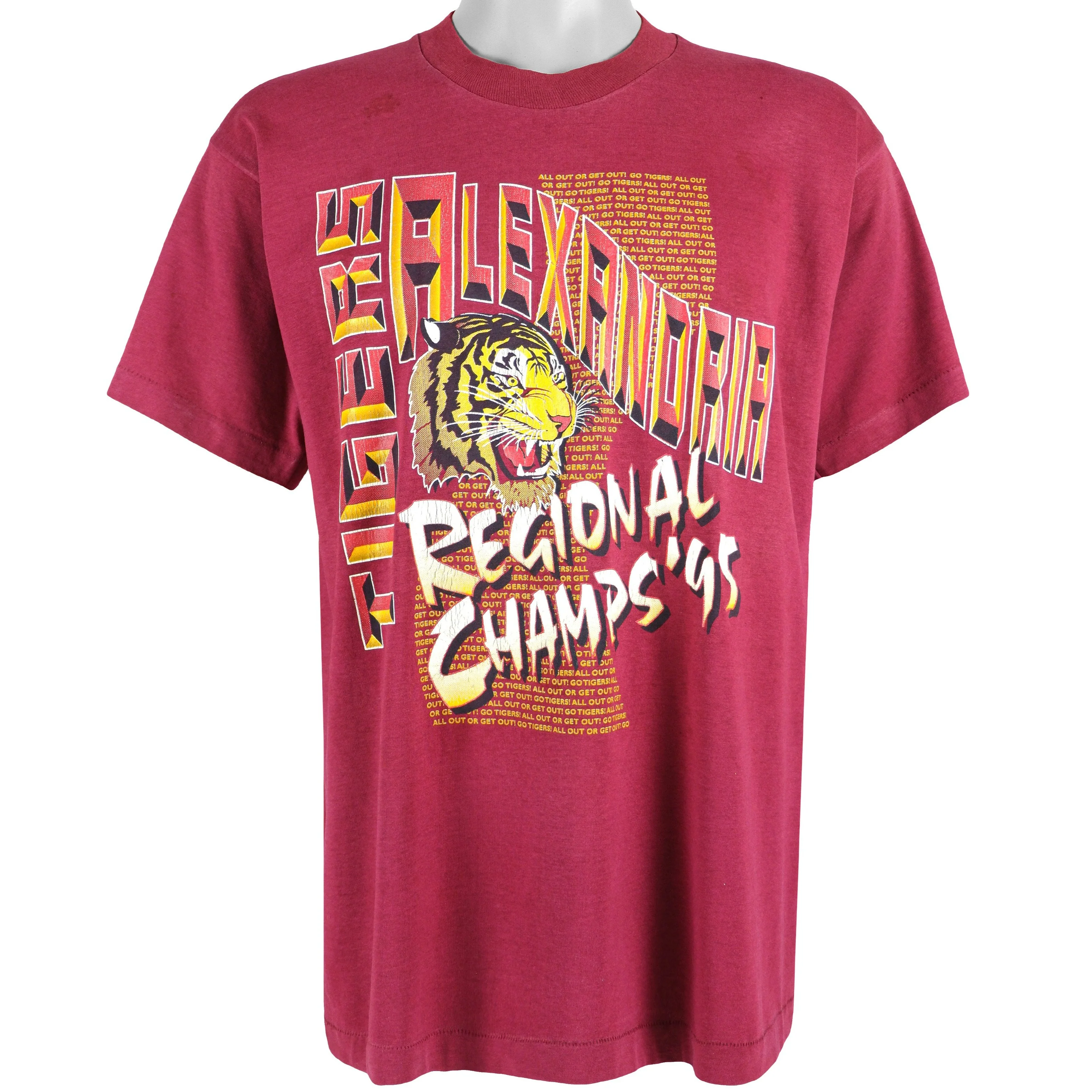 Vintage (BEST) - Alexandria Tigers High School Regional Champs T-Shirt 1995 Large