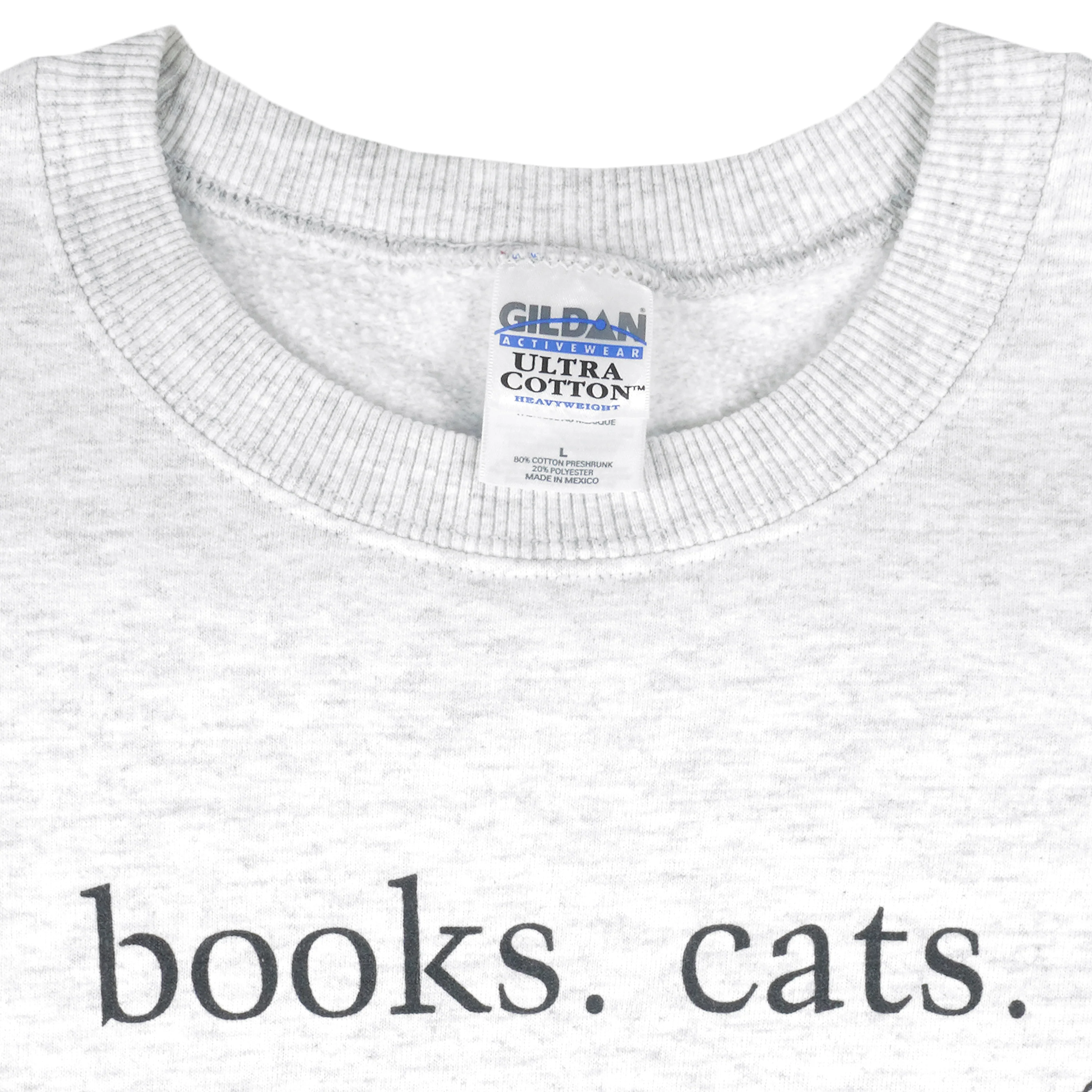 Vintage (Gildan) - Books Cats Life Is Good TS Eliot Crew Neck Sweatshirt 1990s Large - Image 4